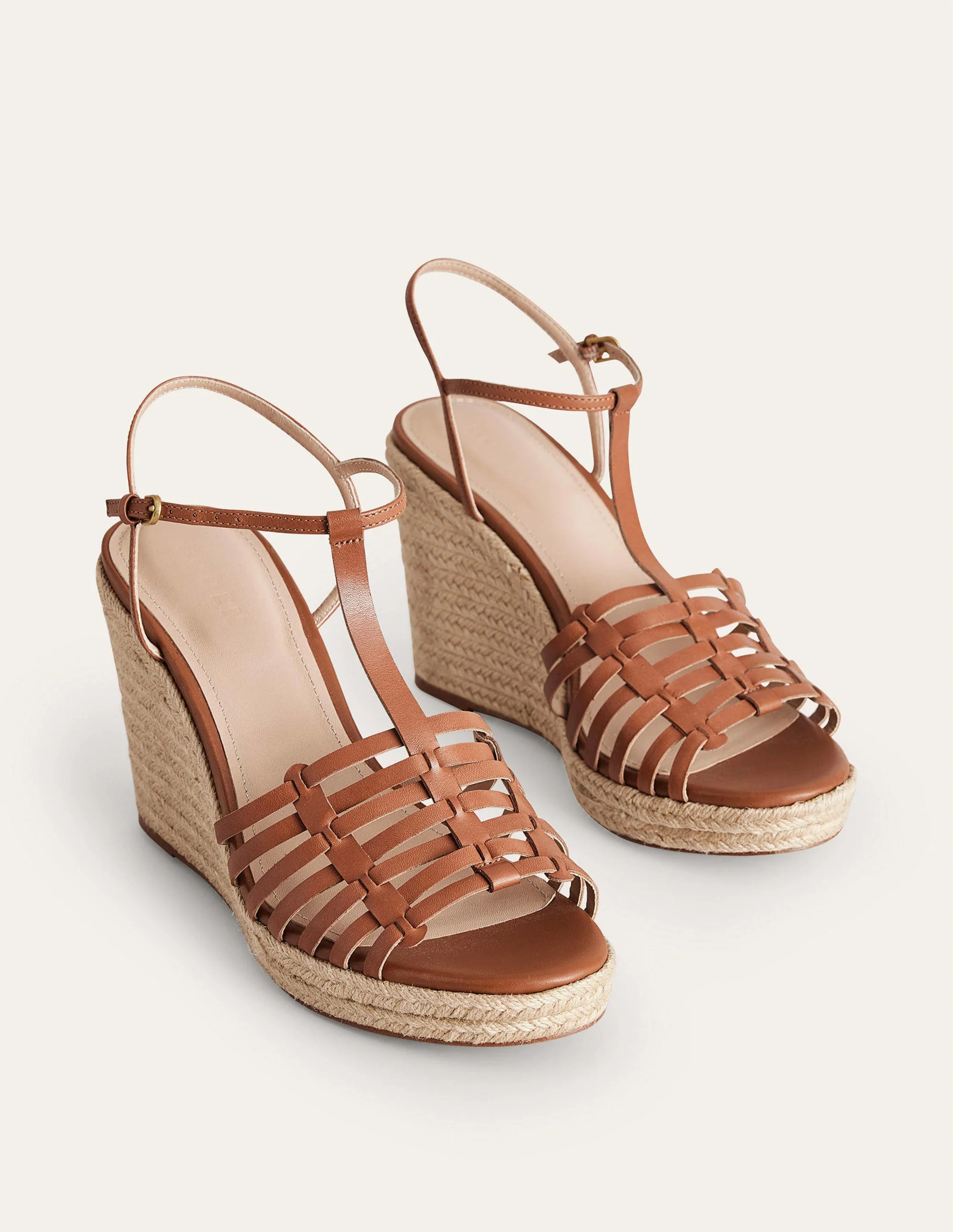 Strappy Espadrille Wedges-Tan - Image 4