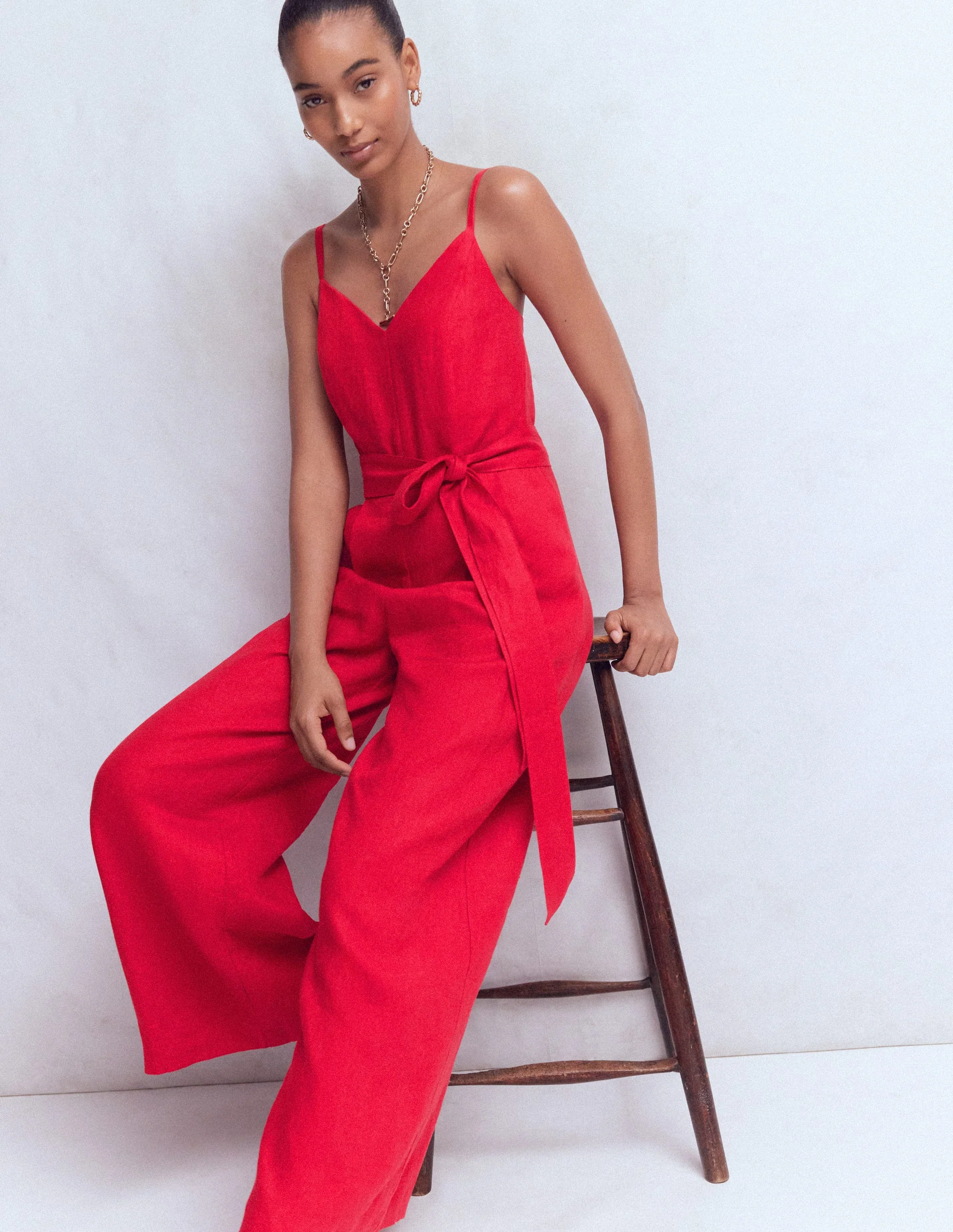 Strappy Linen Jumpsuit-Salsa - Image 4