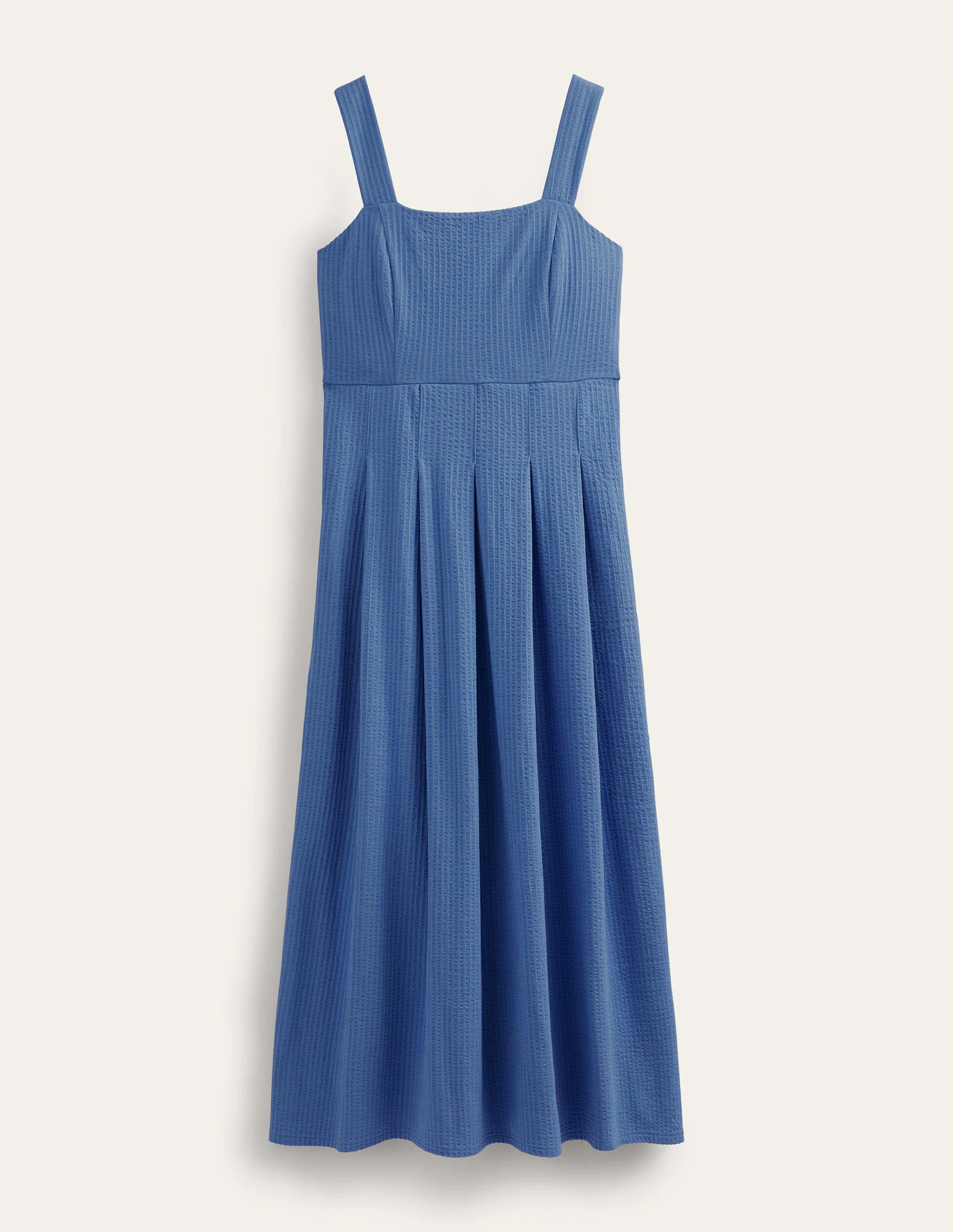 Strappy Seersucker Midi Dress-Porcelain Blue - Image 6