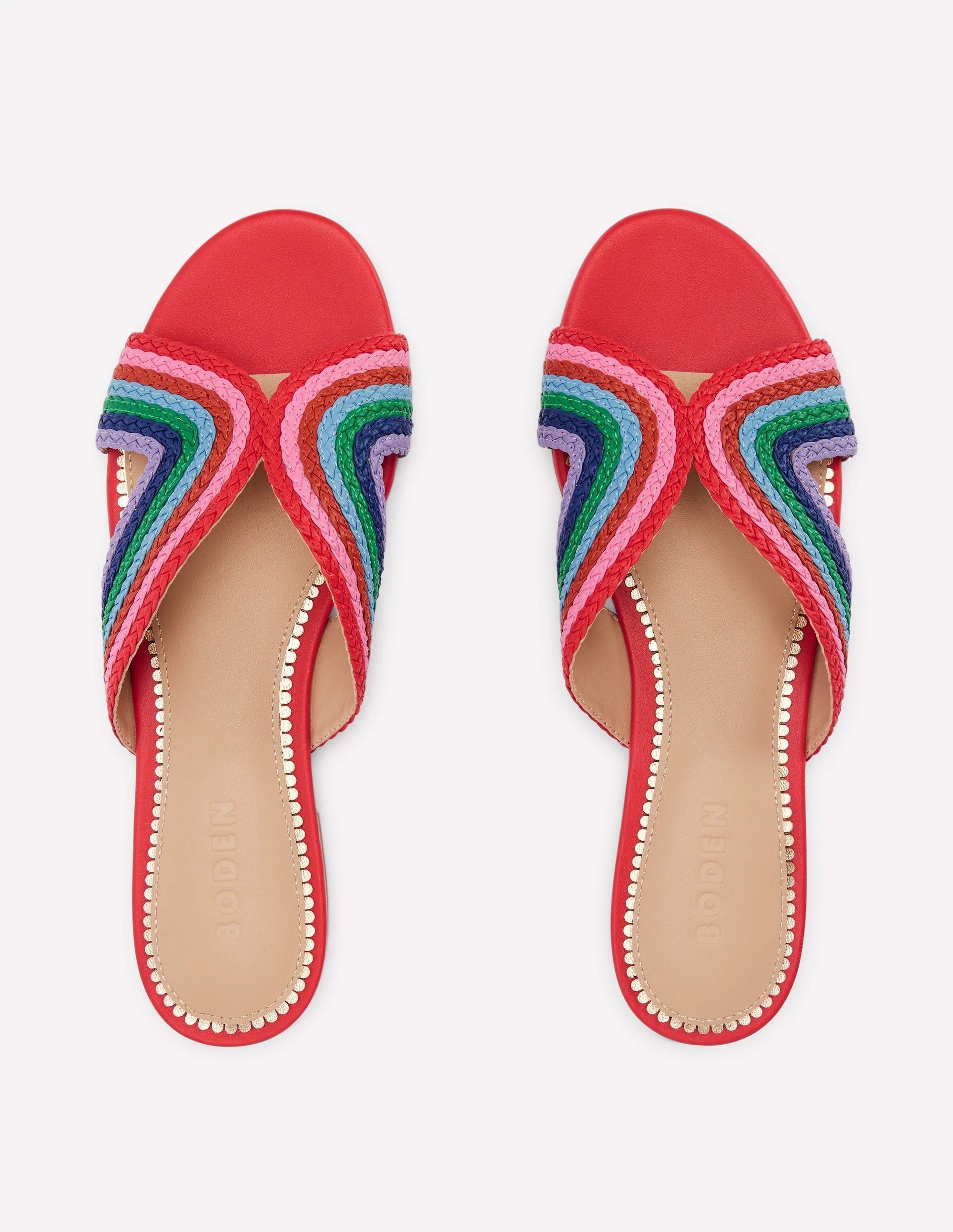 Striped Flat Sandals-Red, Multi - Image 5