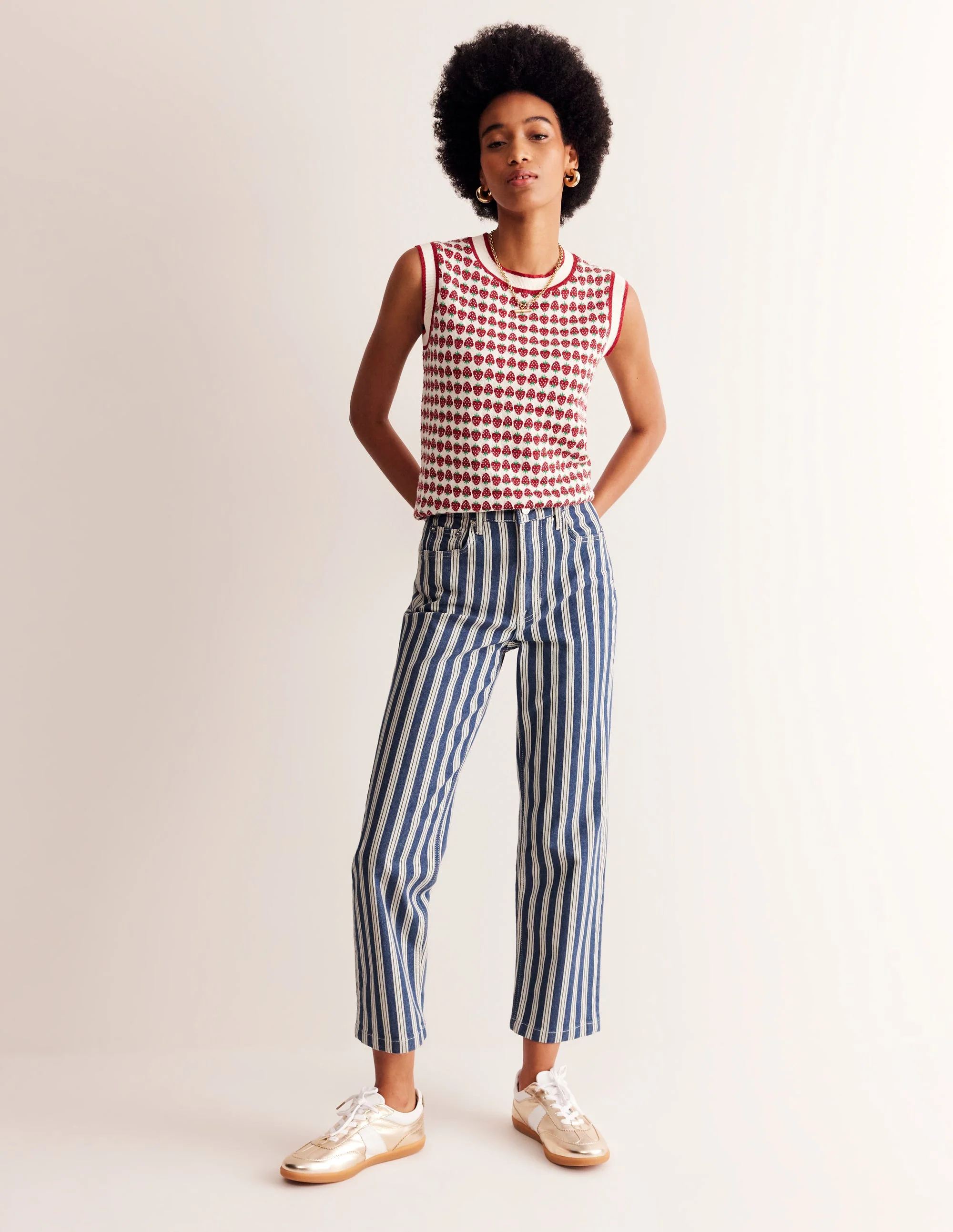 Striped Straight Jeans-Navy Stripe - Image 2