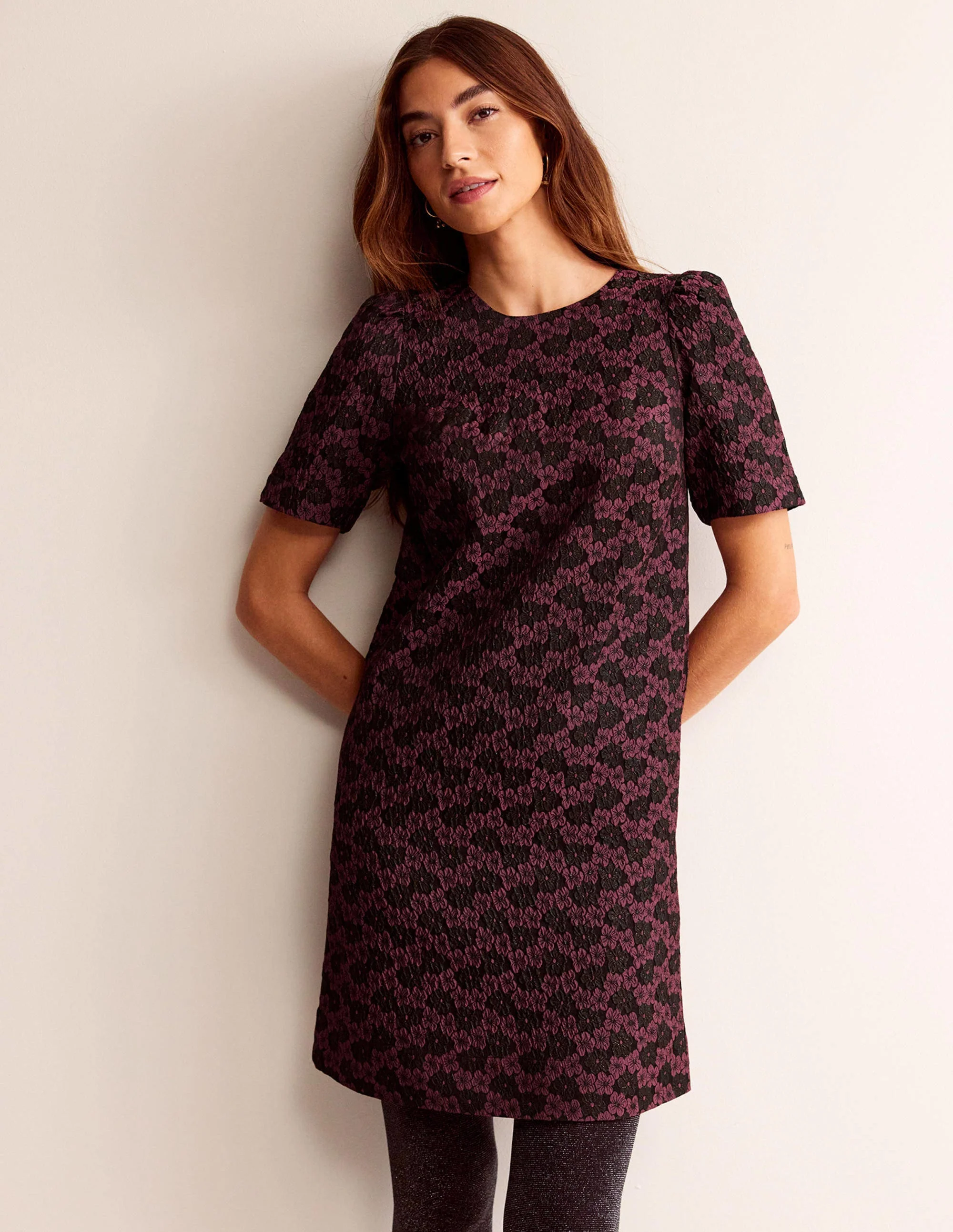 Structured Jacquard Dress-Jacquard Floral - Image 4