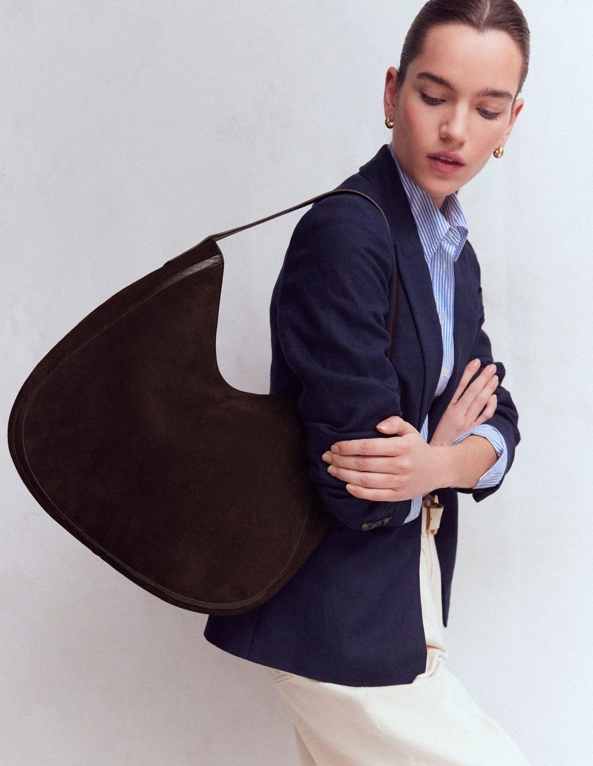 Suede Hobo Bag-Bitter Chocolate - Image 2