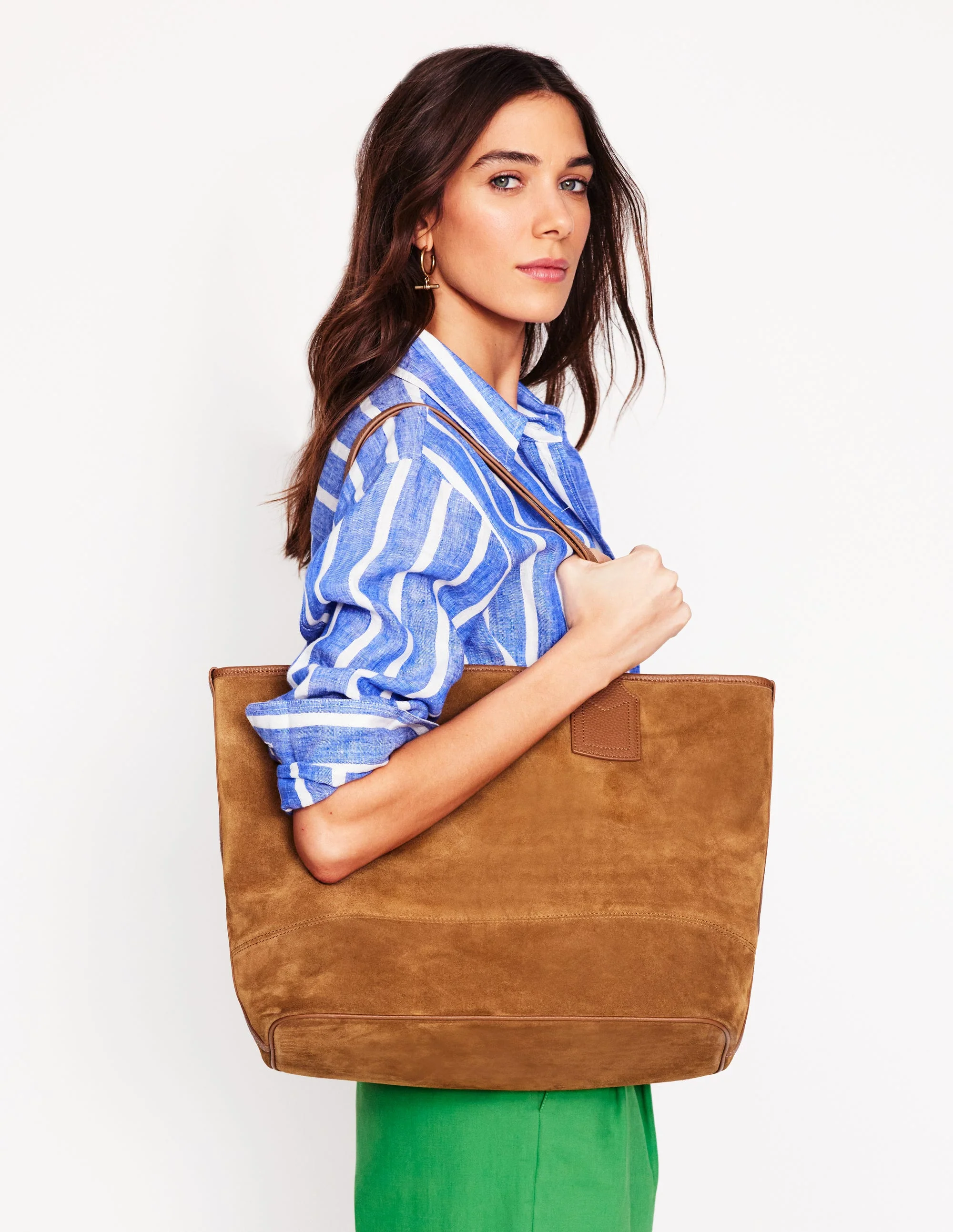 Suede Tote Bag-Tan - Image 2