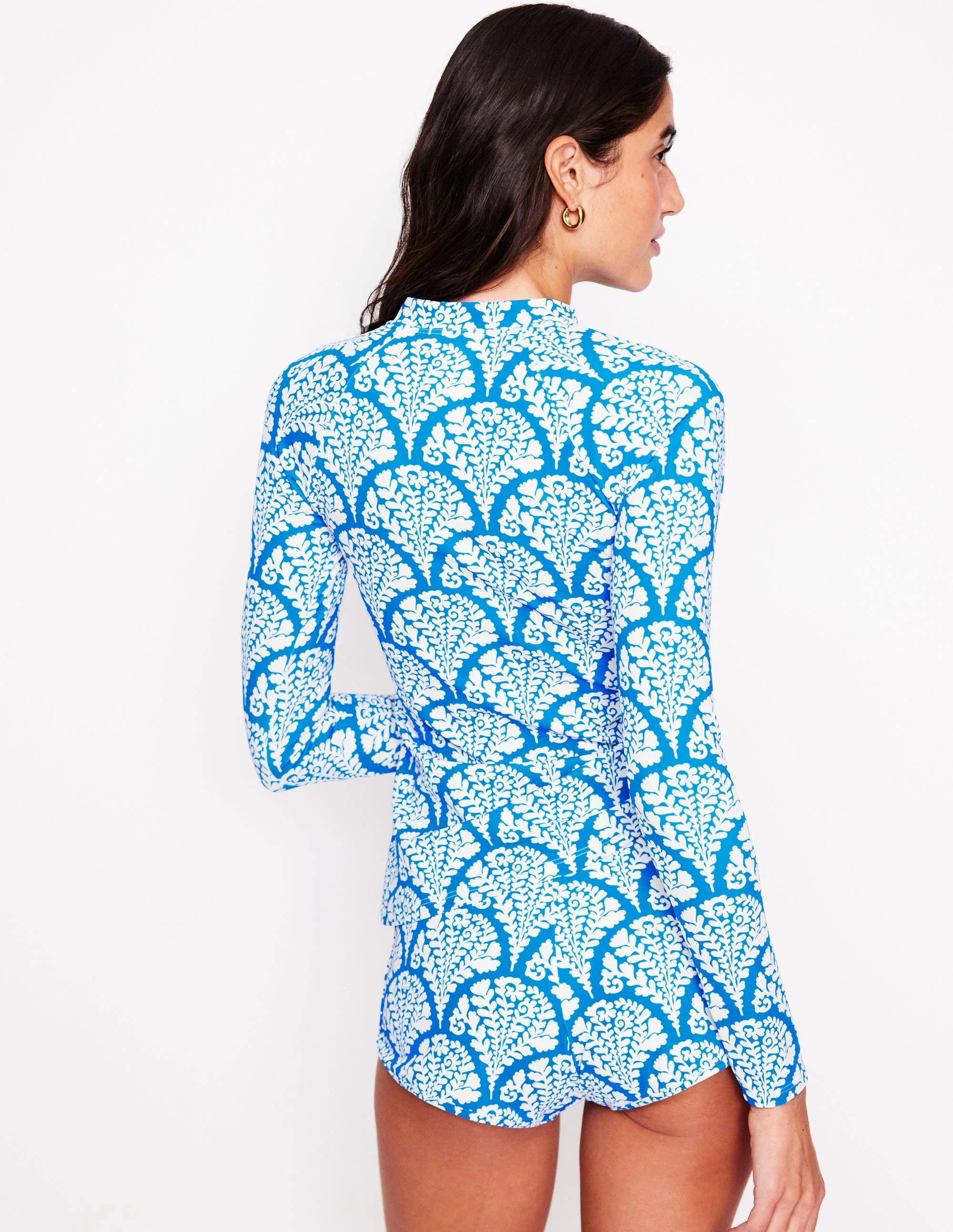 Sun Safe Raglan Rash Vest-Bright Blue, Blossomy - Image 4