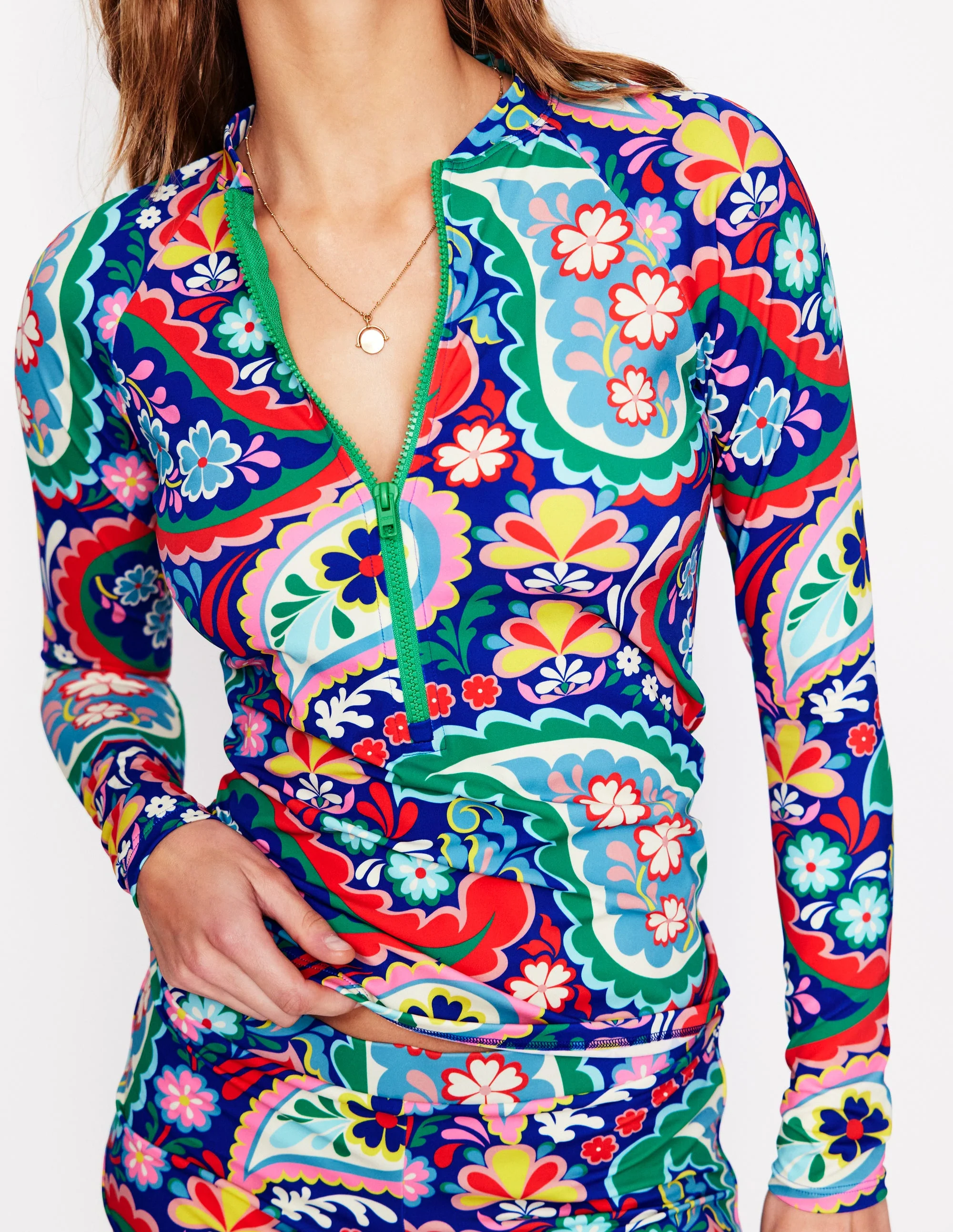 Sun Safe Raglan Rash Vest-Multi, Meadow Paisley - Image 2