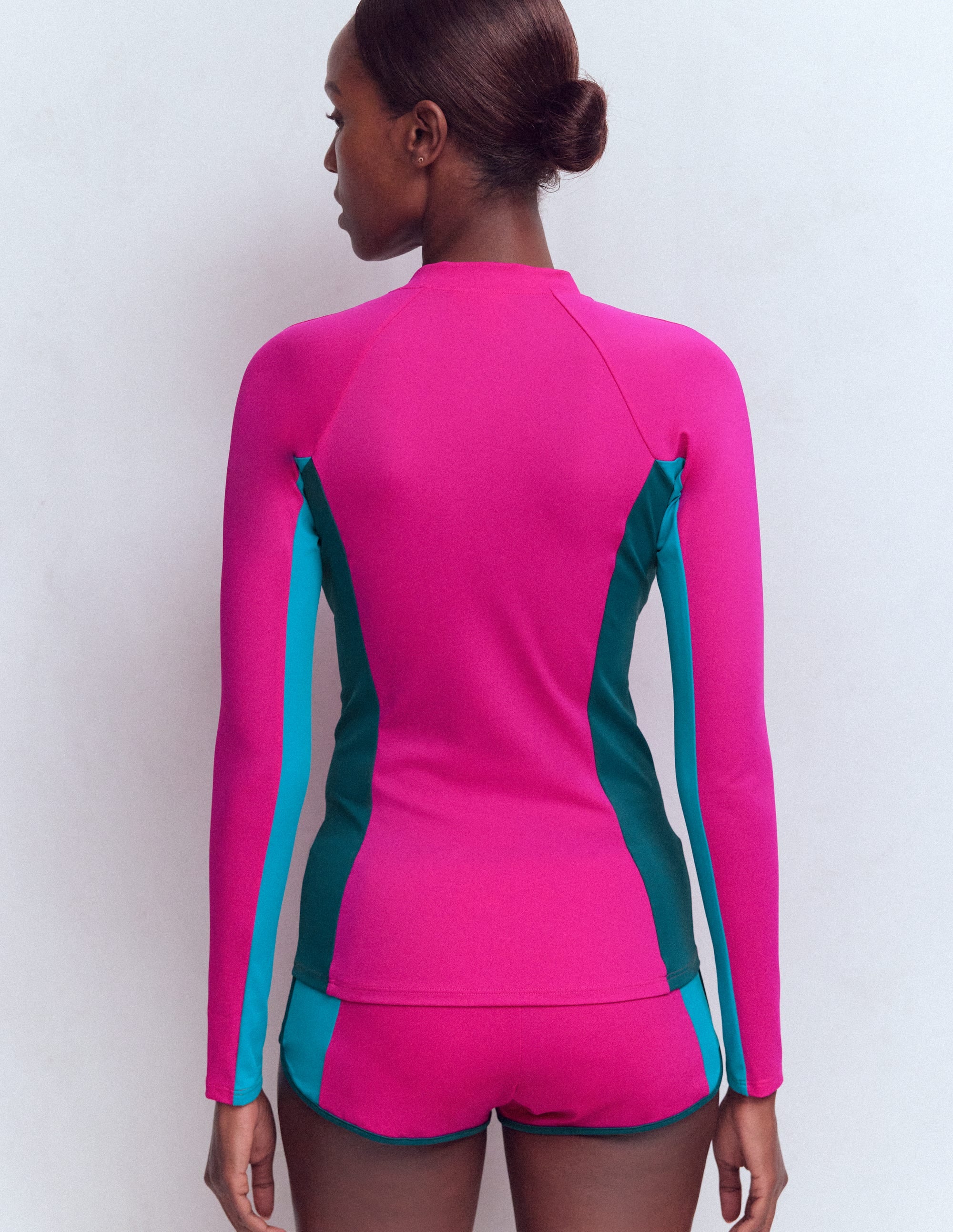 Sun Safe Raglan Rash Vest-Pink Colourblock - Image 3
