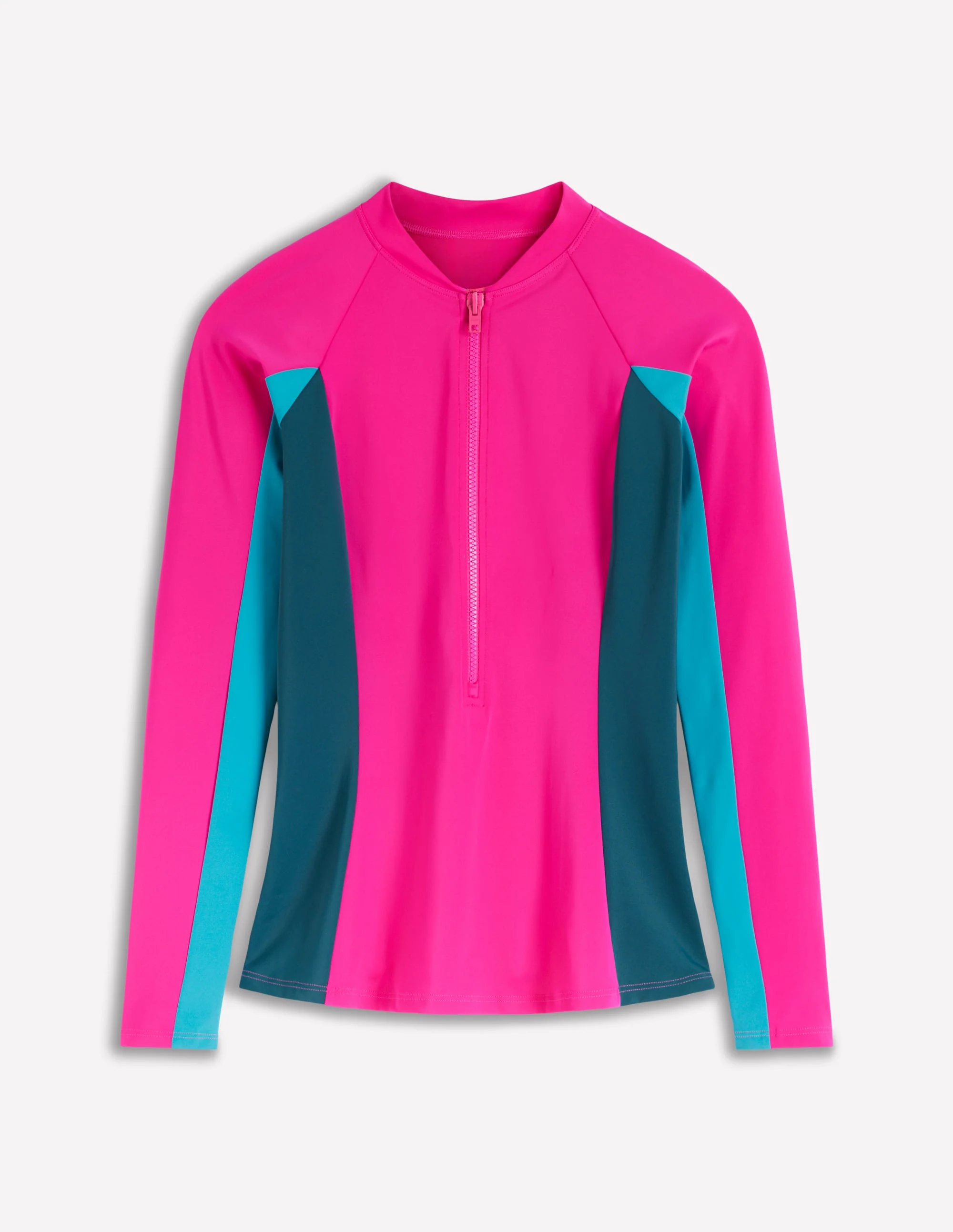 Sun Safe Raglan Rash Vest-Pink Colourblock - Image 5