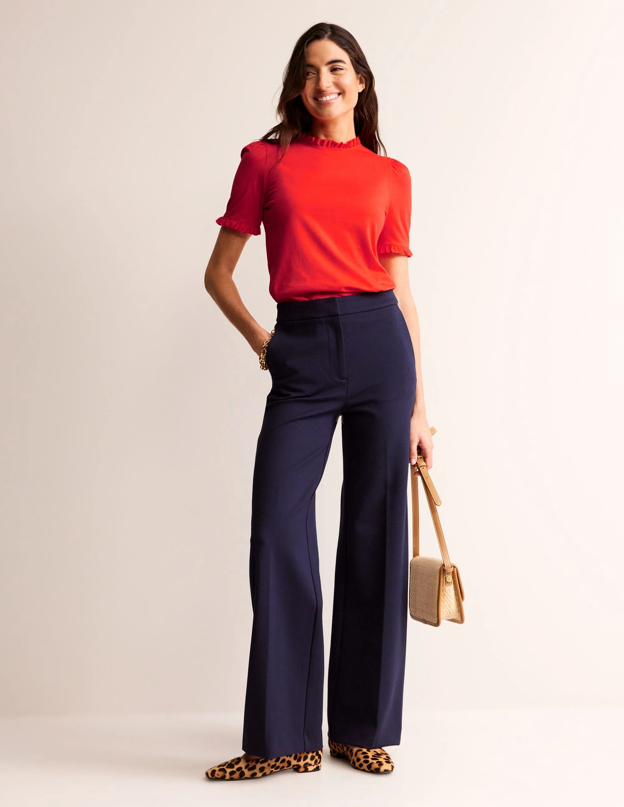 Supersoft Frill Detail T-shirt-Poppy Red - Image 4
