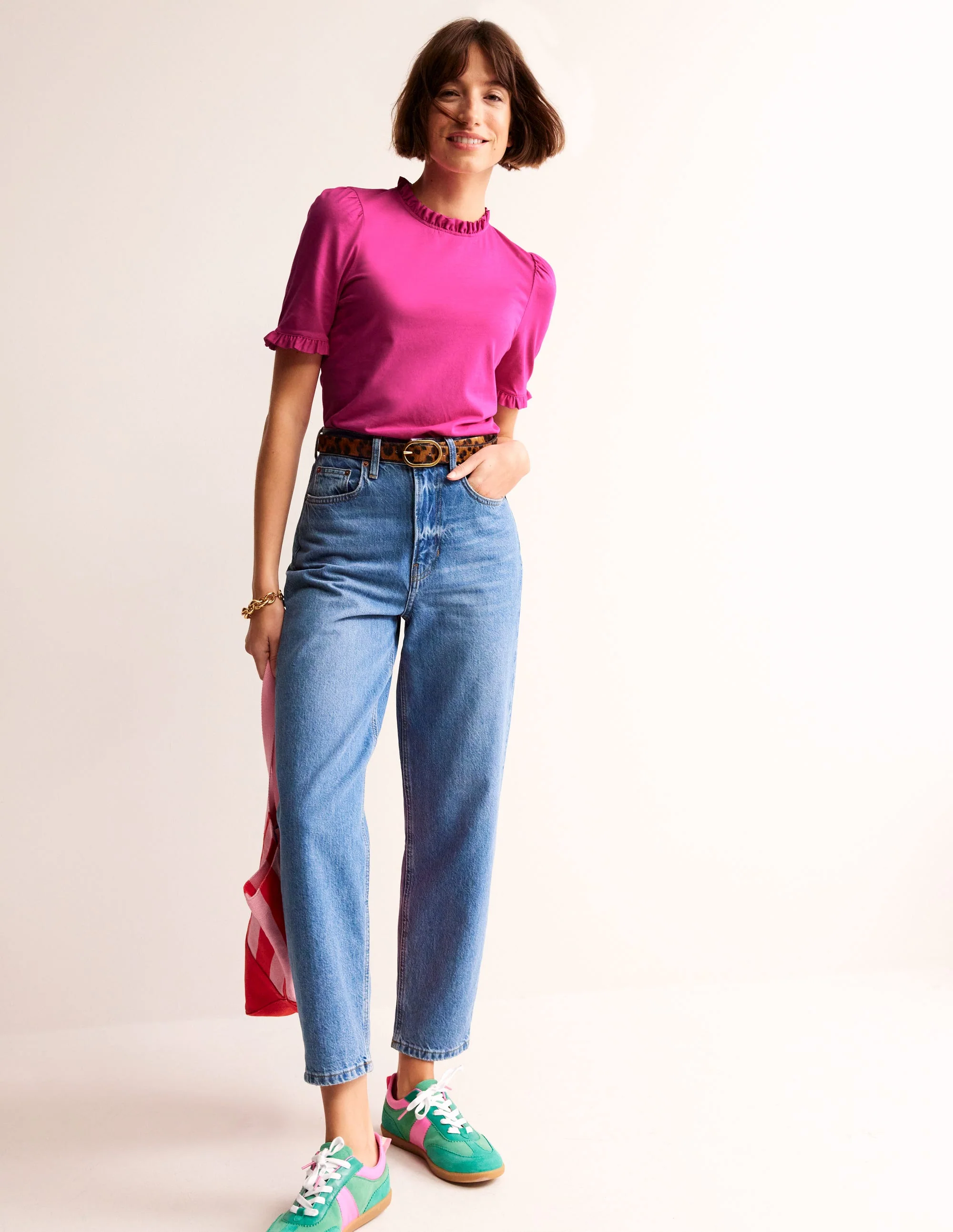 Supersoft Frill Detail T-shirt-Rose Violet - Image 4