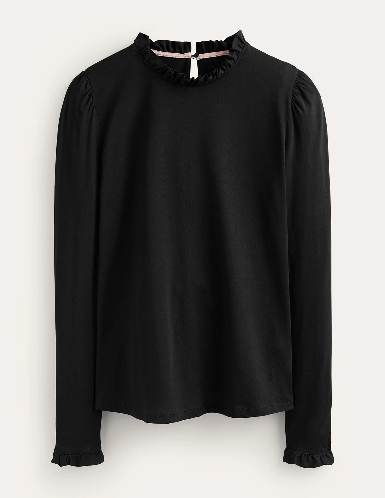 Supersoft Frill Detail Top-Black - Image 5