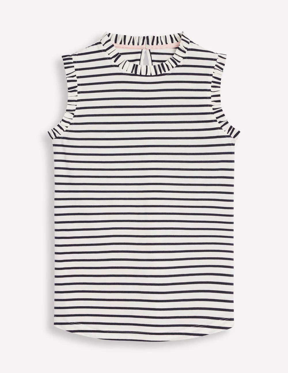Supersoft Frill Detail Vest-Ivory, Navy Stripe - Image 5