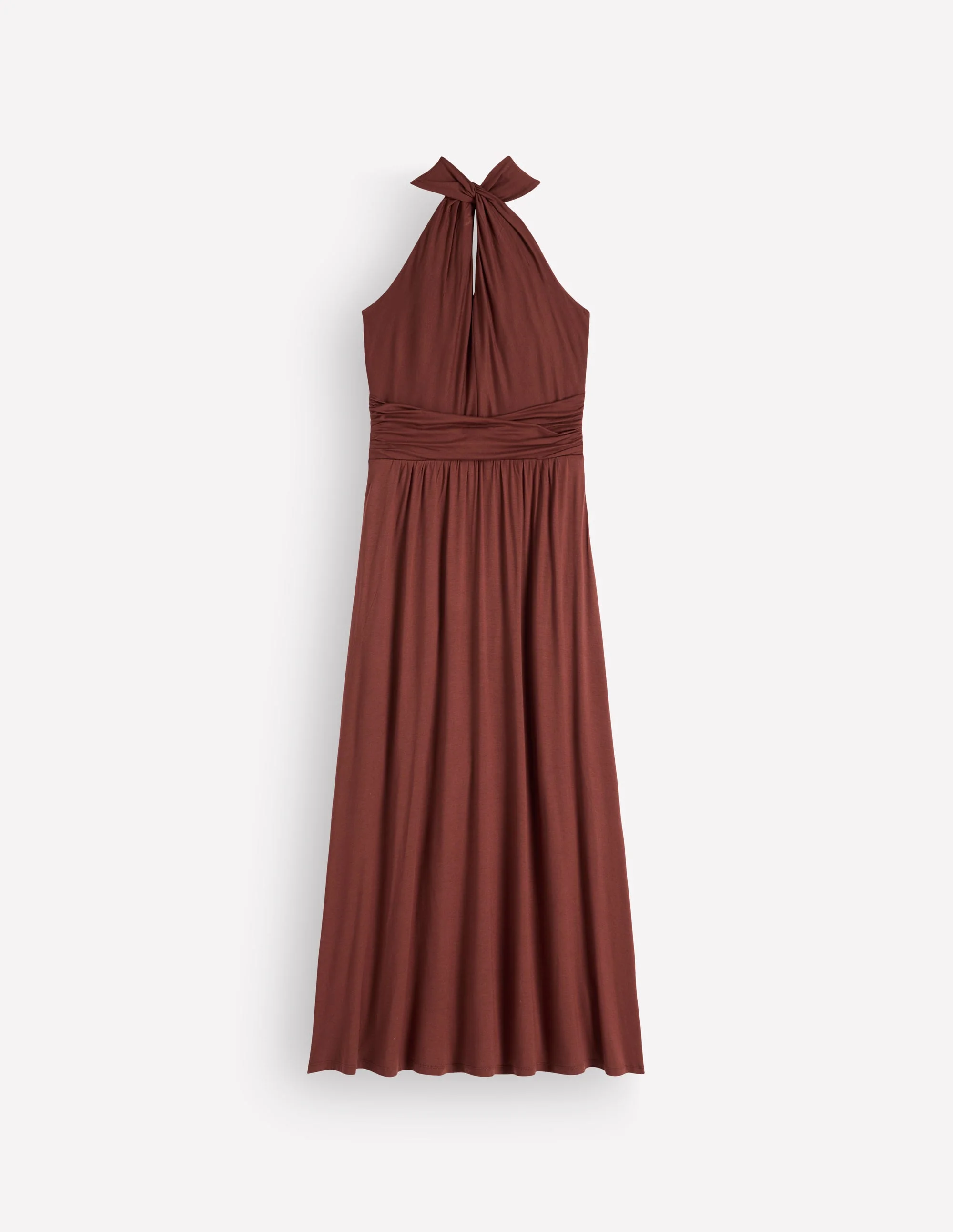 Sydney Twist Neck Jersey Dress-Roasted Brown - Image 6
