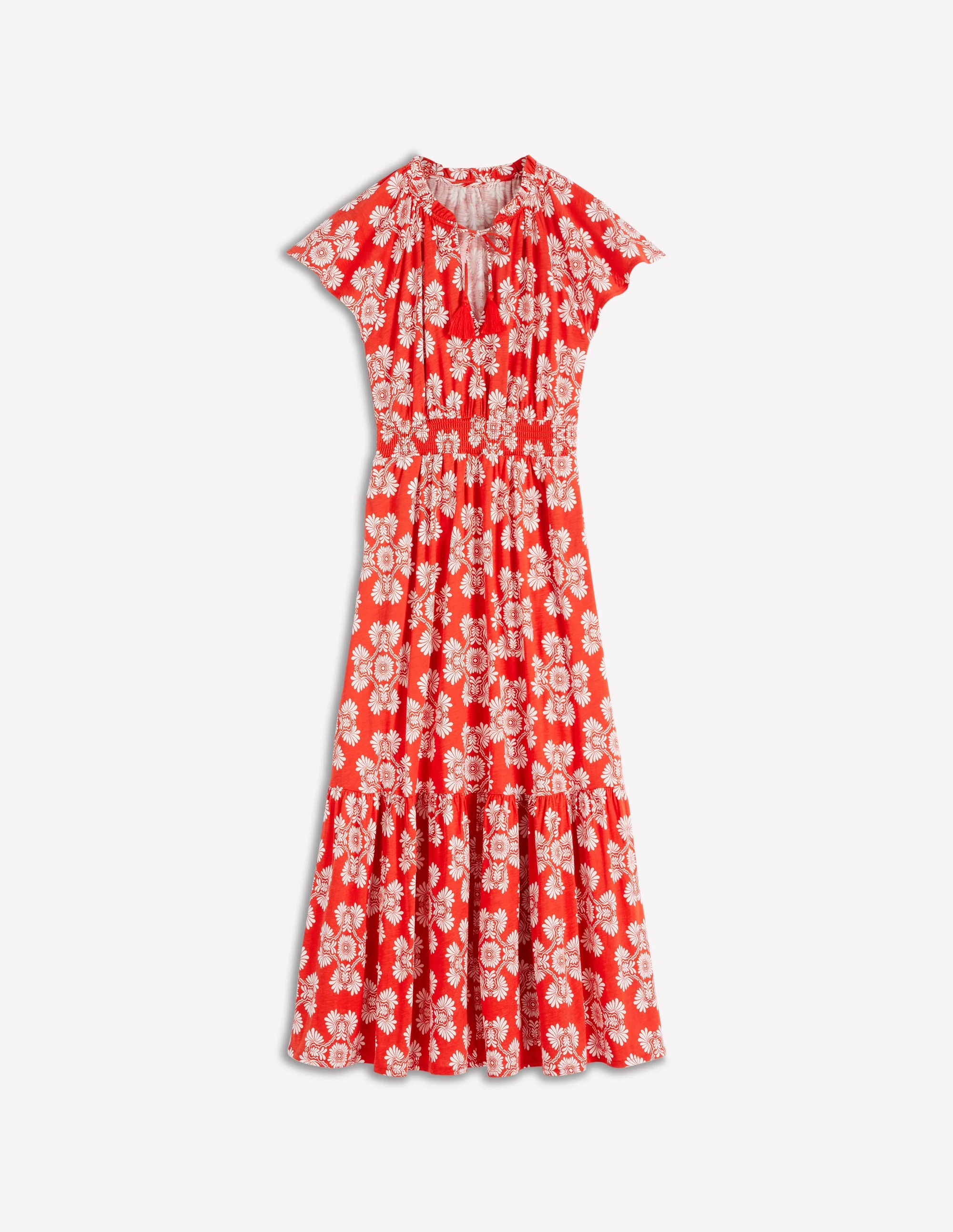 Tala Tiered Jersey Maxi Dress-Blood Orange, Botanical Charm - Image 7