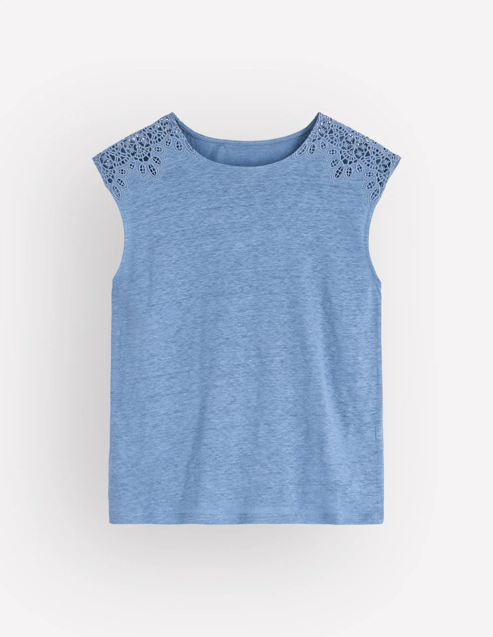 Tara Cutwork Linen Tee-Ashleigh Blue - Image 4