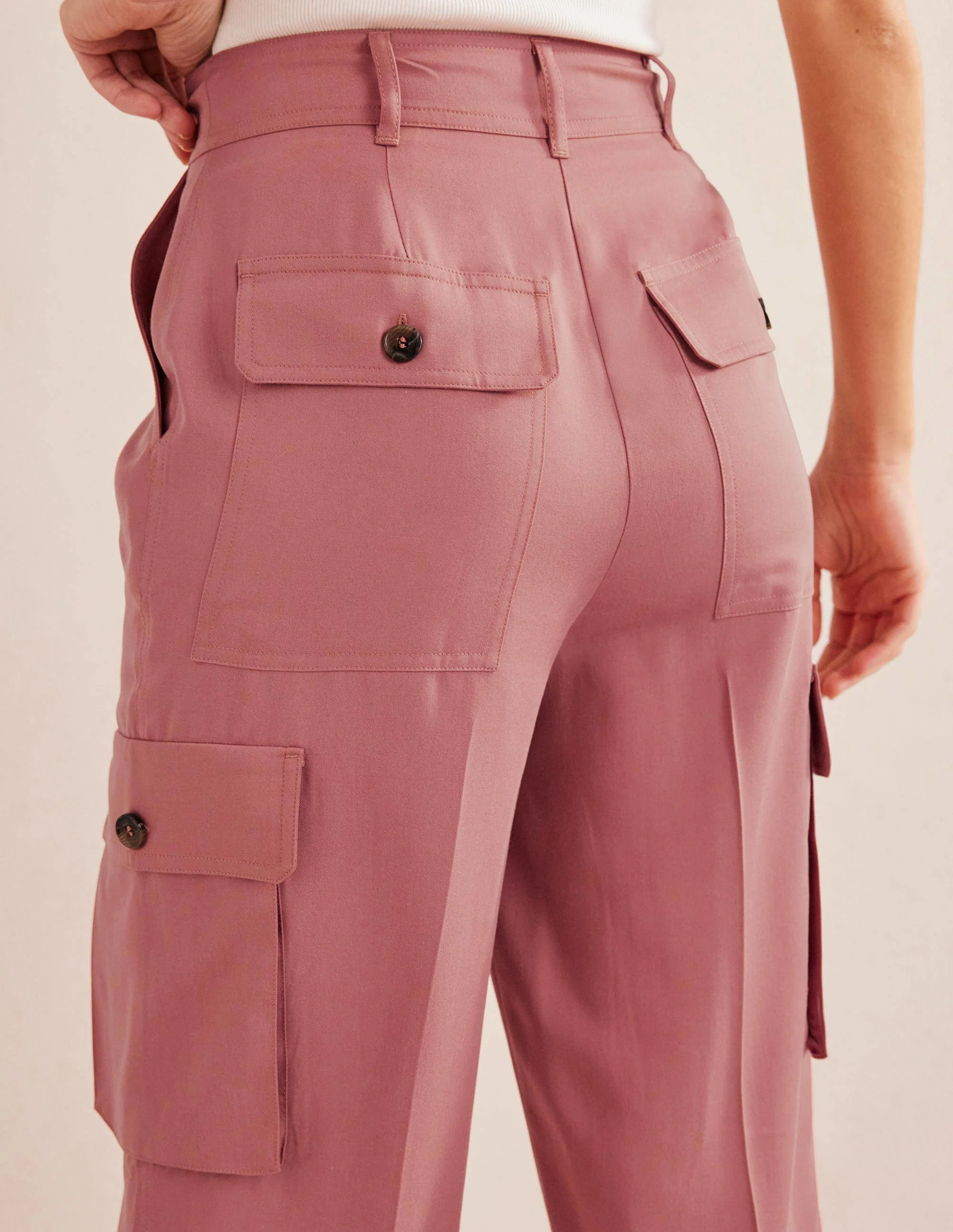 Tencel Cargo Pants-Dusty Rose - Image 2