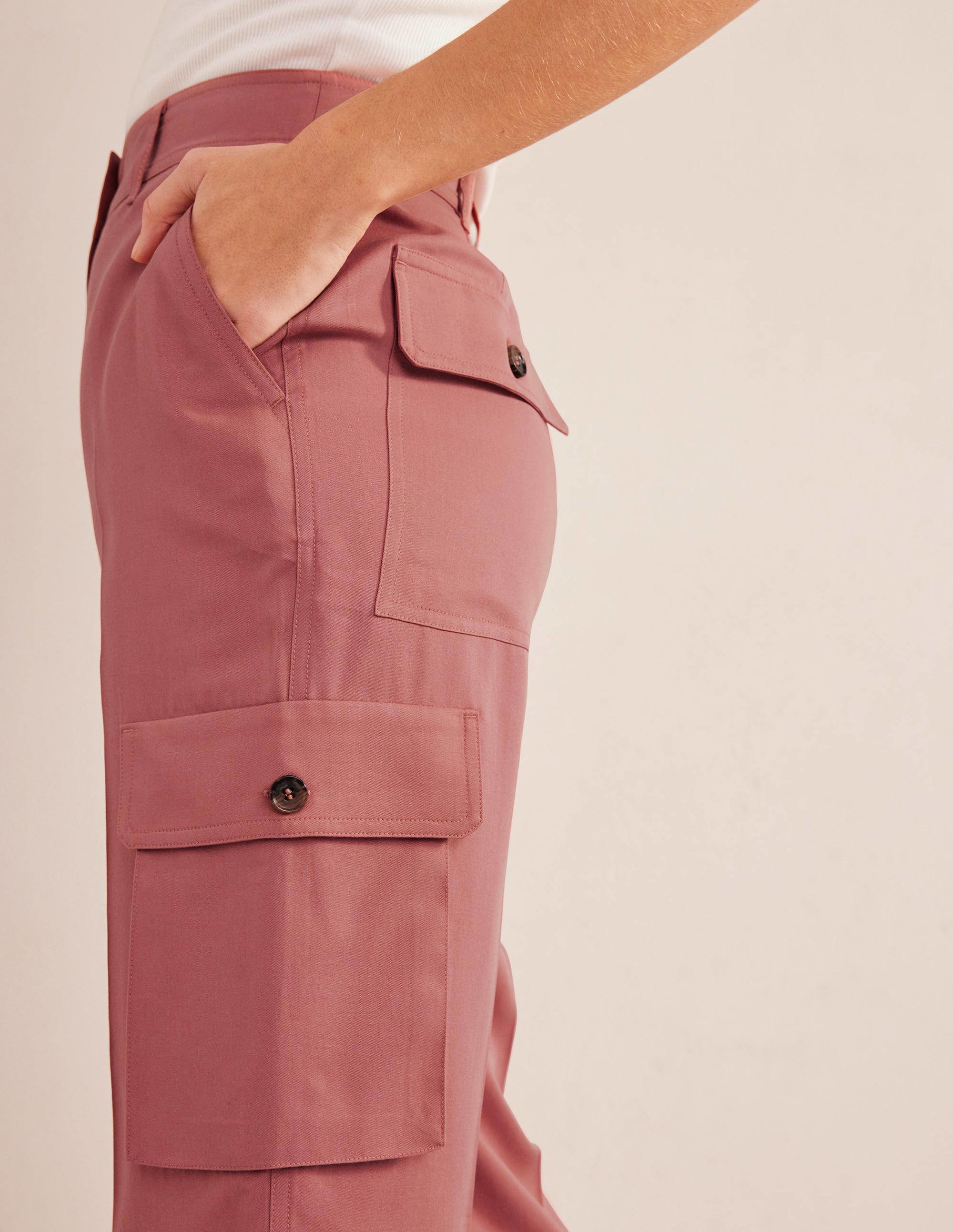 Tencel Cargo Pants-Dusty Rose - Image 5
