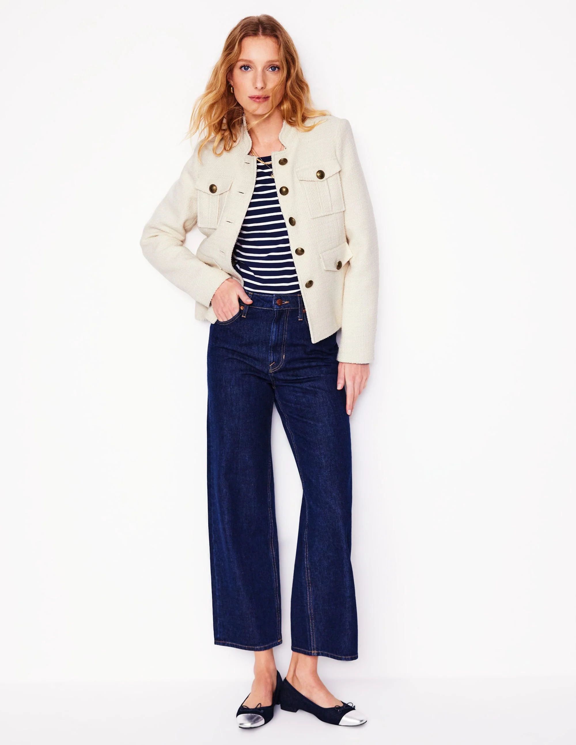 Textured Button Jacket-Ivory - Image 4