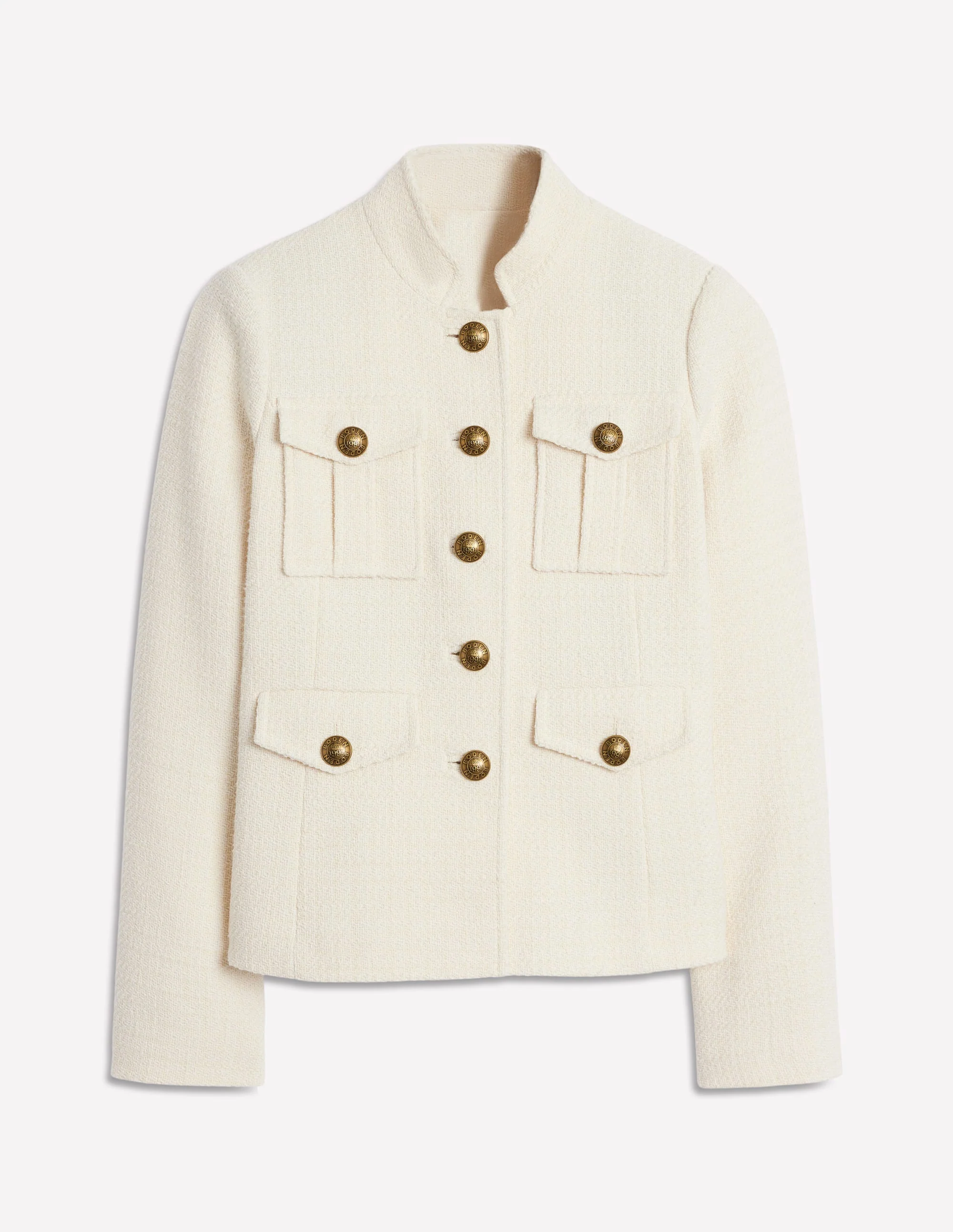 Textured Button Jacket-Ivory - Image 5
