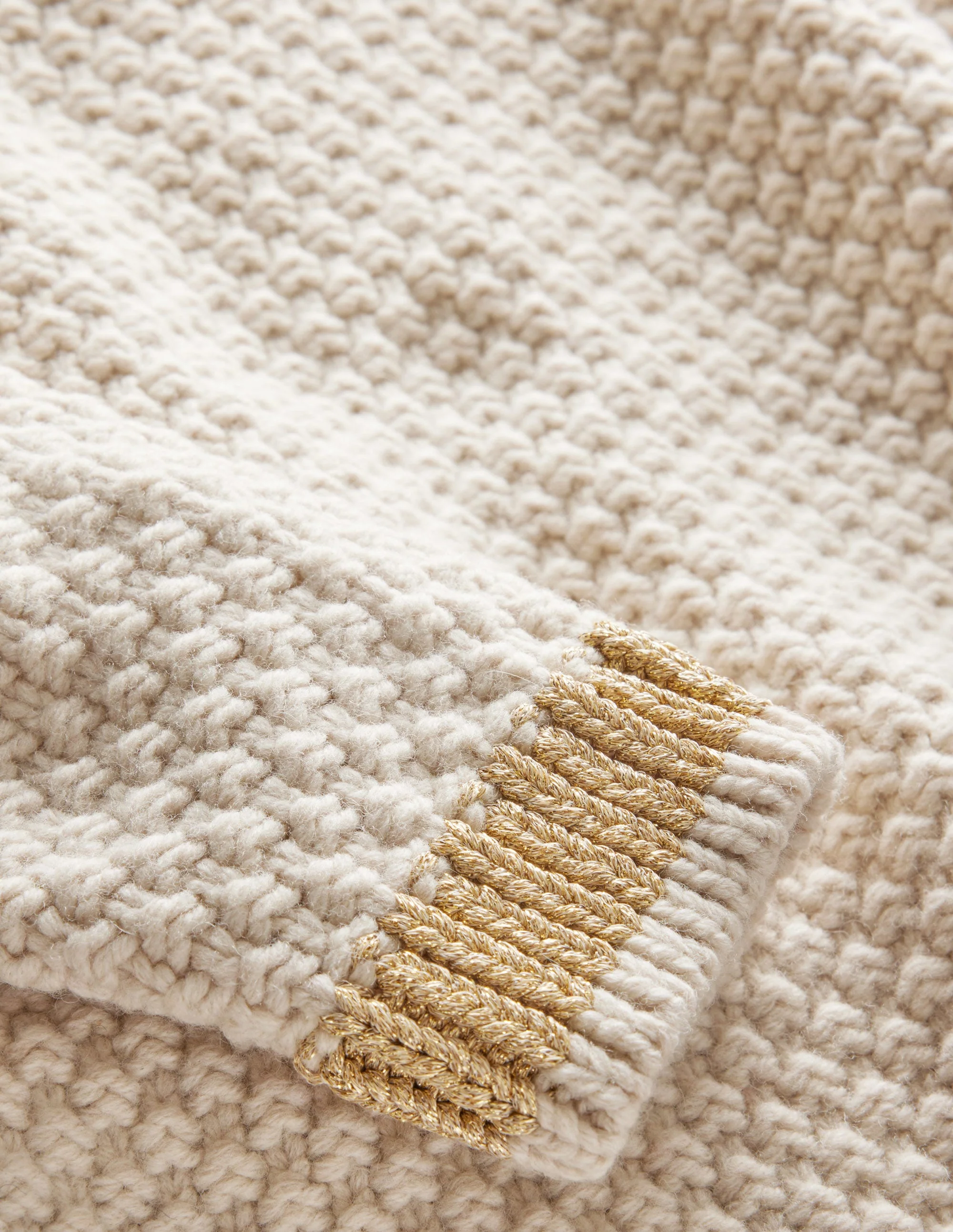 Textured Chunky Wool Sweater-Shearling, Gold - Image 6