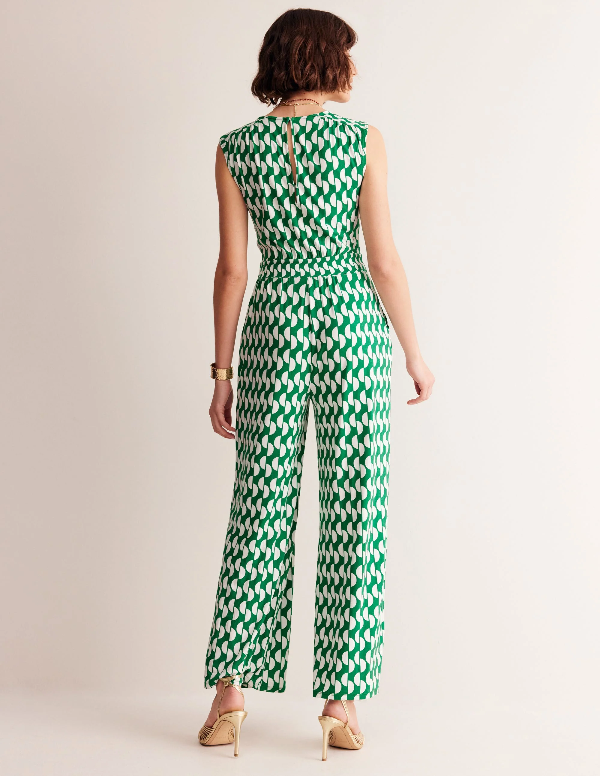 Thea Jersey Jumpsuit-Green, Geo Wave - Image 4