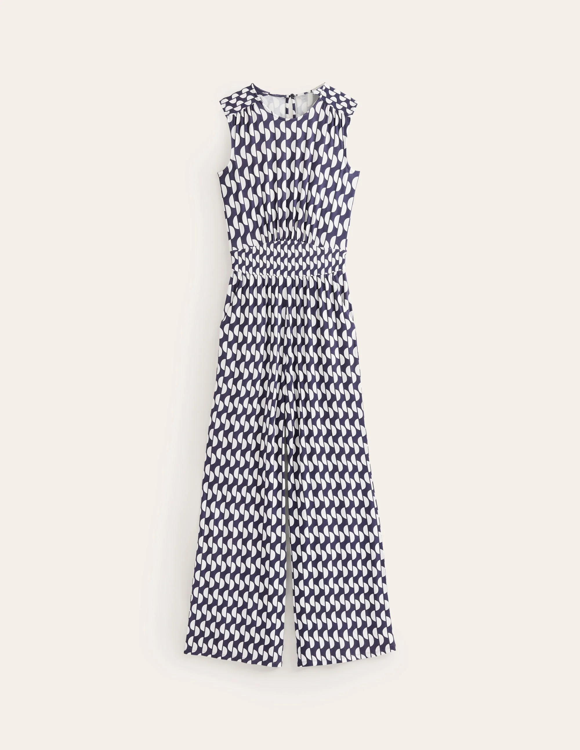 Thea Jersey Jumpsuit-Navy, Geo Wave - Image 5