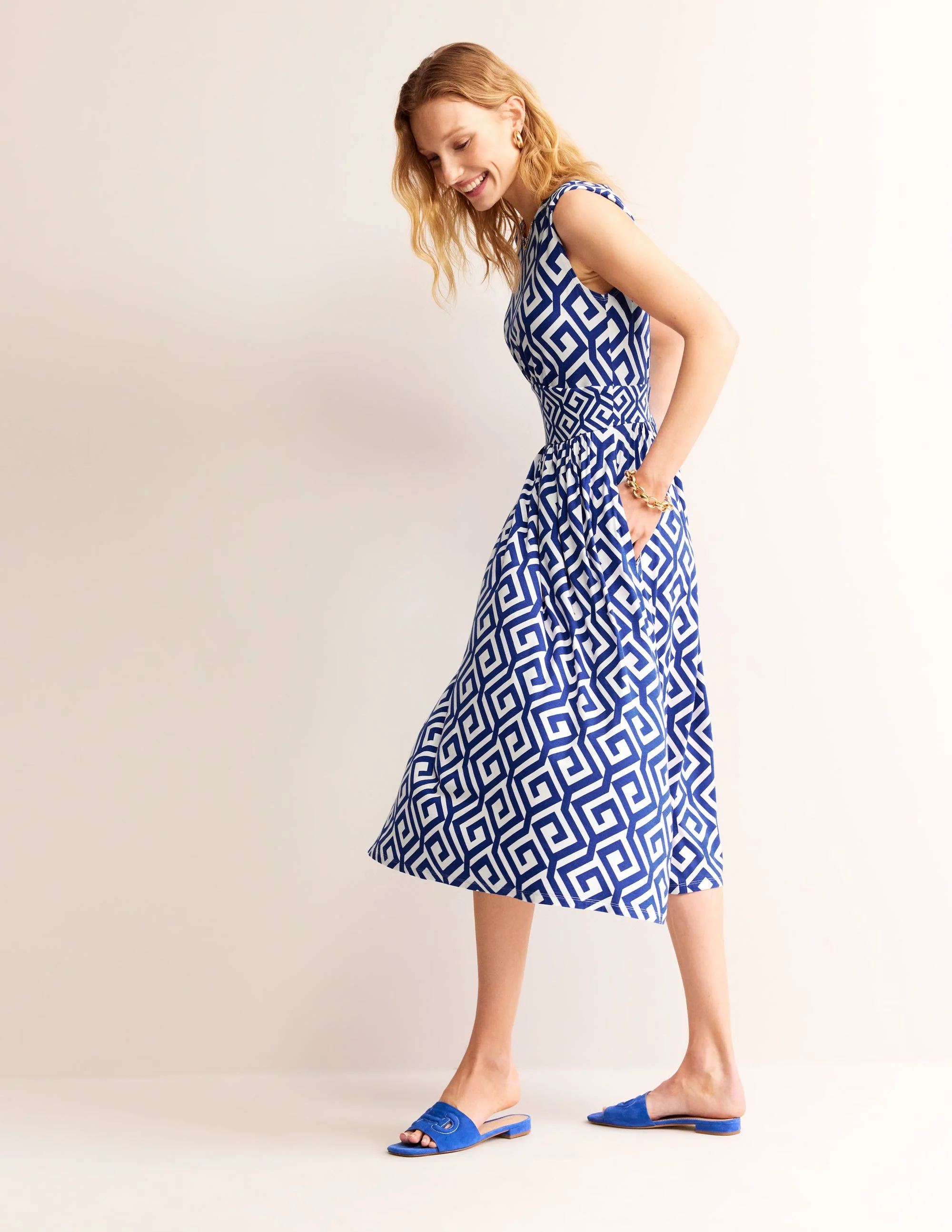 Thea Sleeveless Midi Dress-Surf the Web, Maze - Image 2