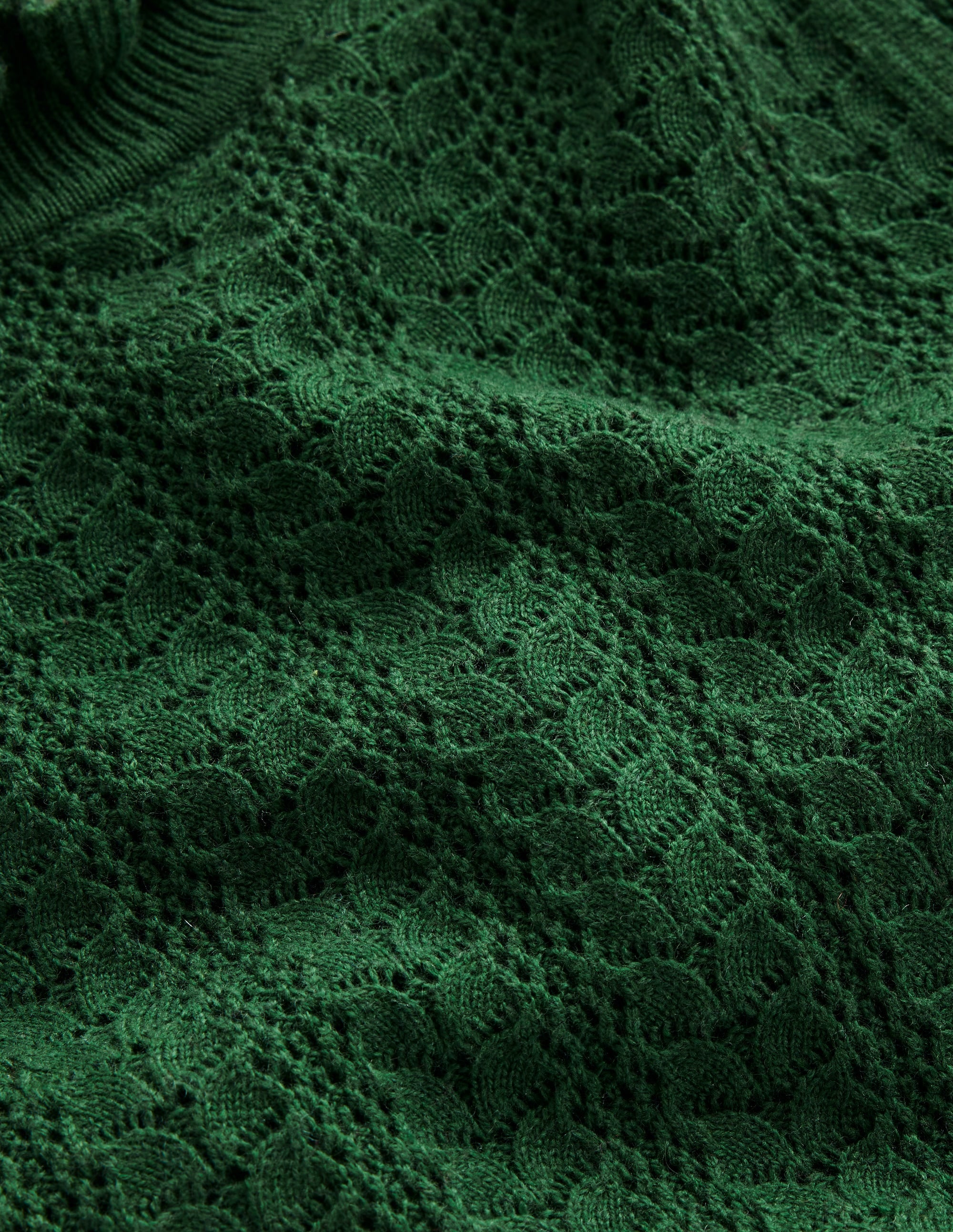 Tia Pointelle Frilled Sweater-Pine Green - Image 6