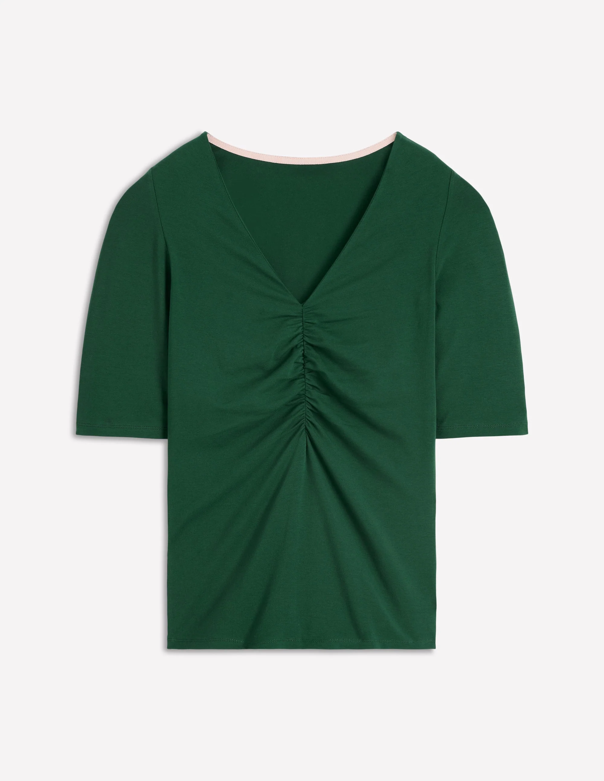 Tia Ruched V-neck Top-Hunter Green - Image 7
