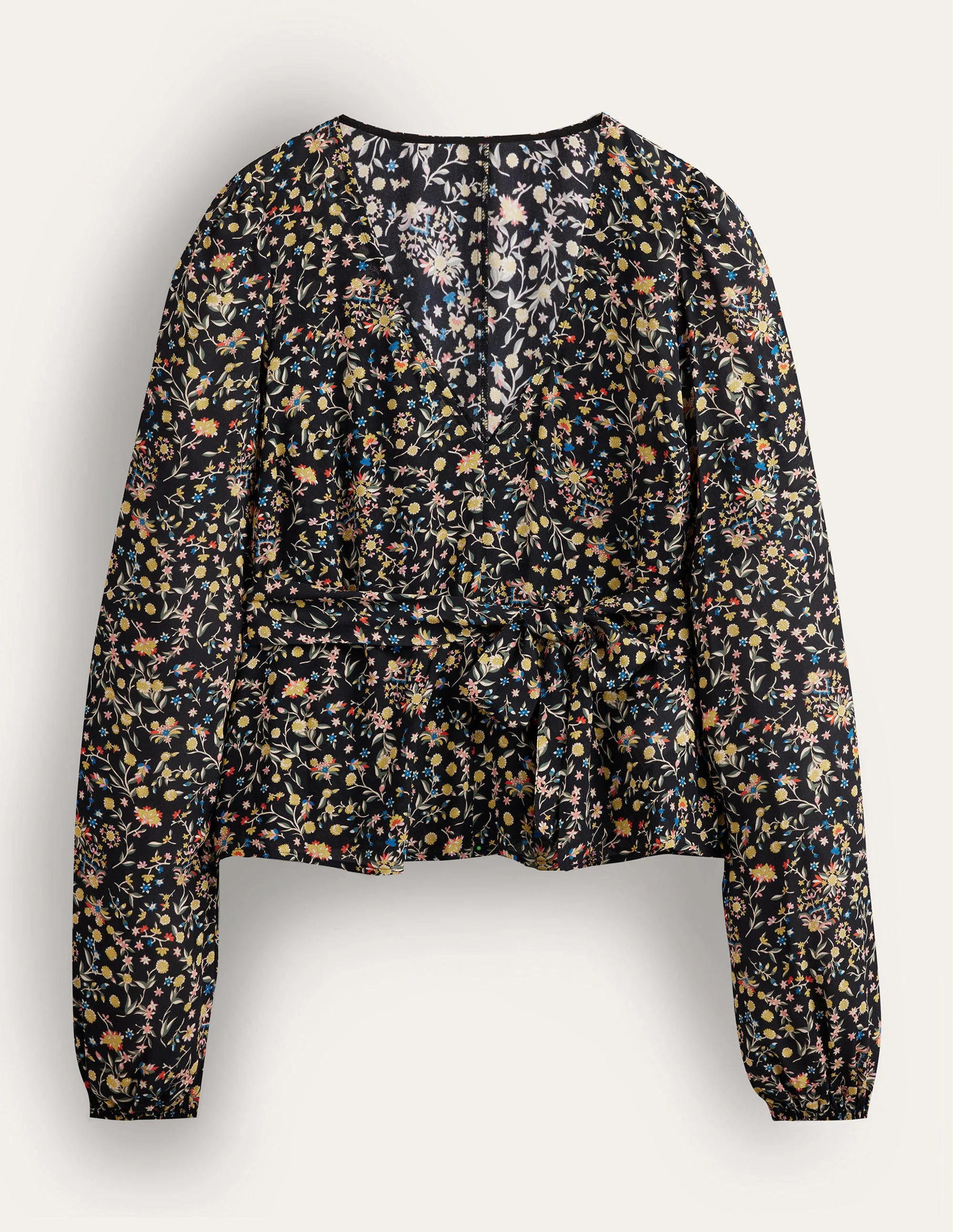Tie Waist Top-Black, Wildflower Paisley - Image 5