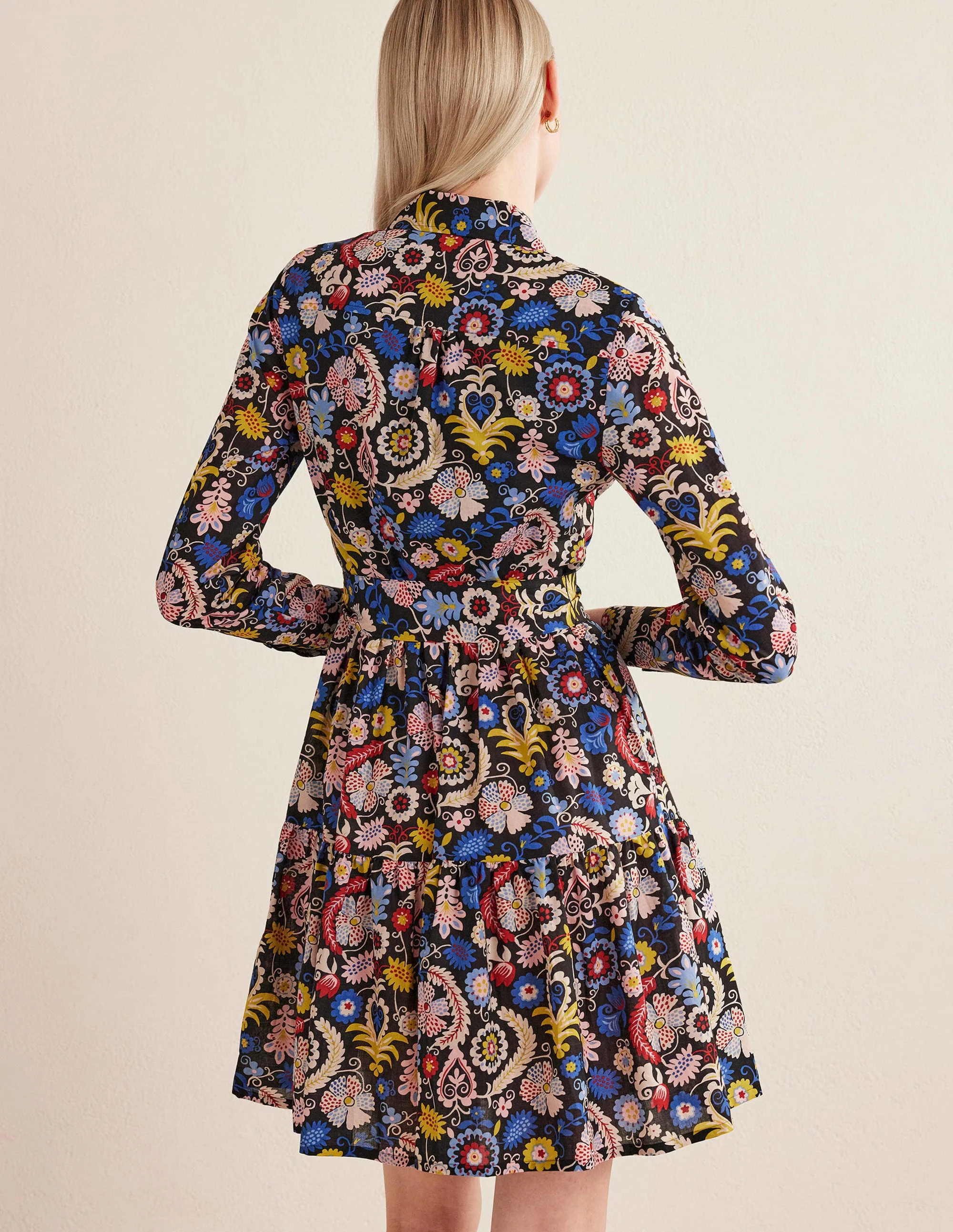 Tiered Cotton Mini Shirt Dress-Multi, Tropic Charm - Image 3