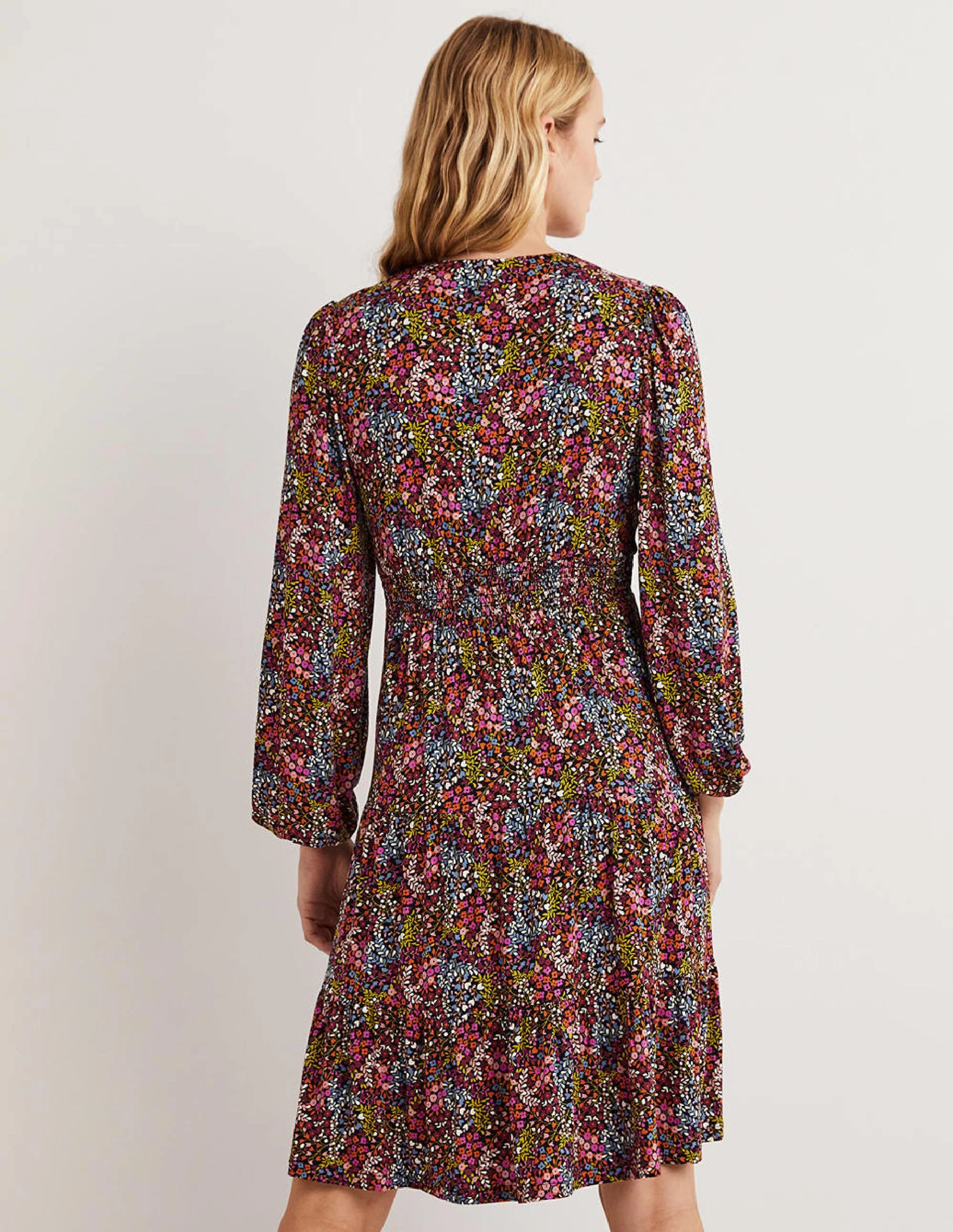 Tiered Jersey Mini Dress-Multi, Ditsy Garden - Image 3