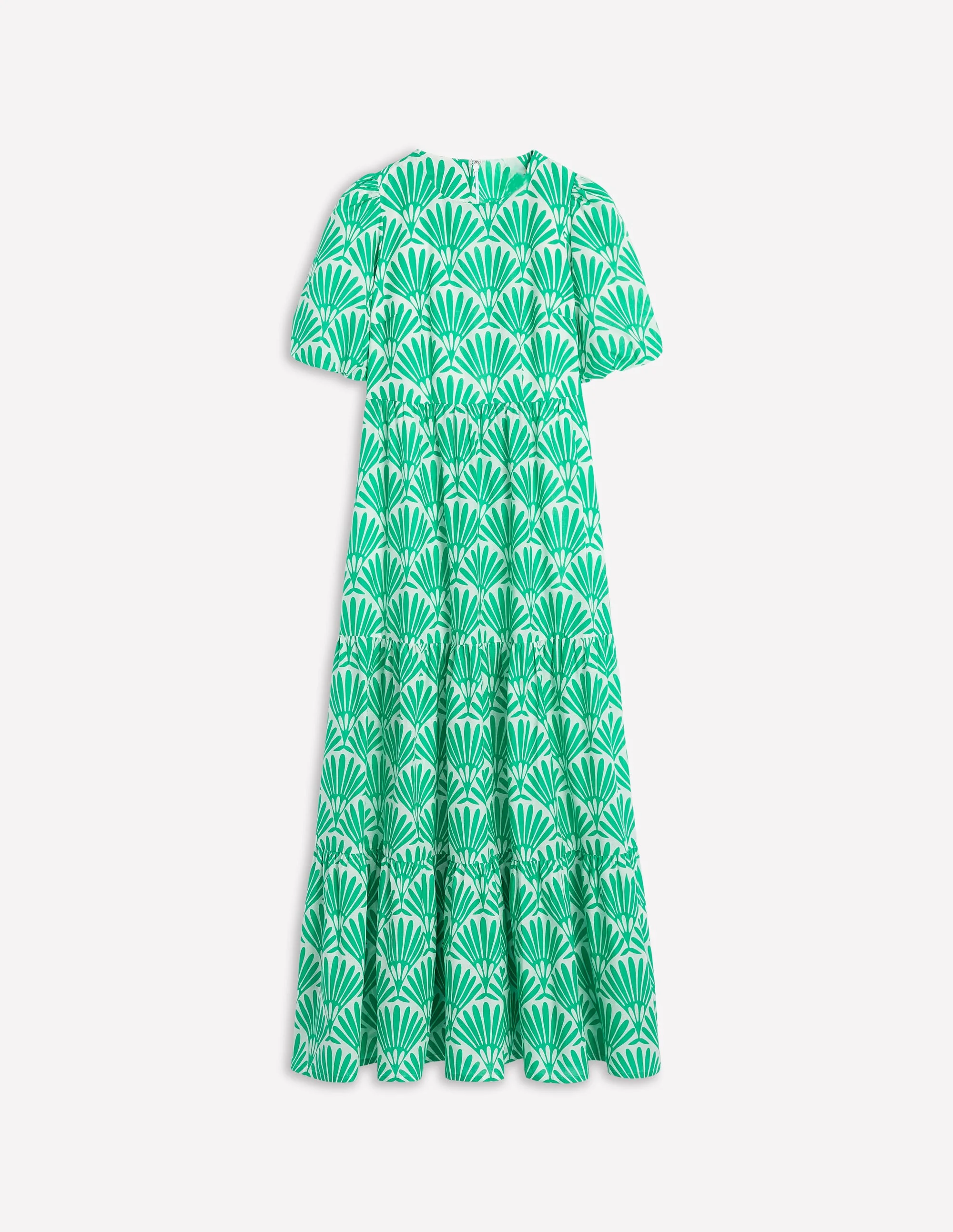 Tiered Poplin Maxi Dress-Aquamarine Blue, Deco Palm - Image 5