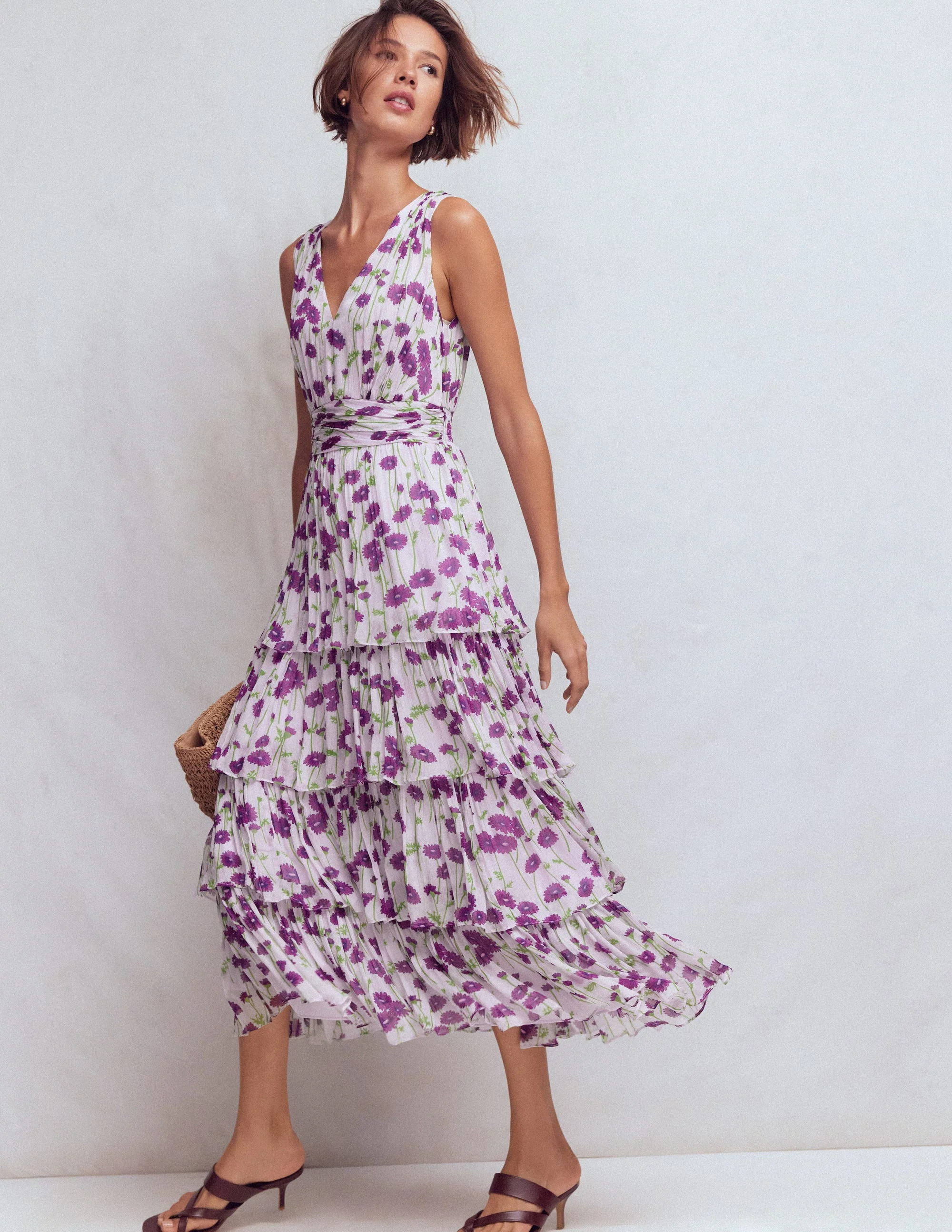 Tiered Sleeveless Dress-Purple Dandelion - Image 2