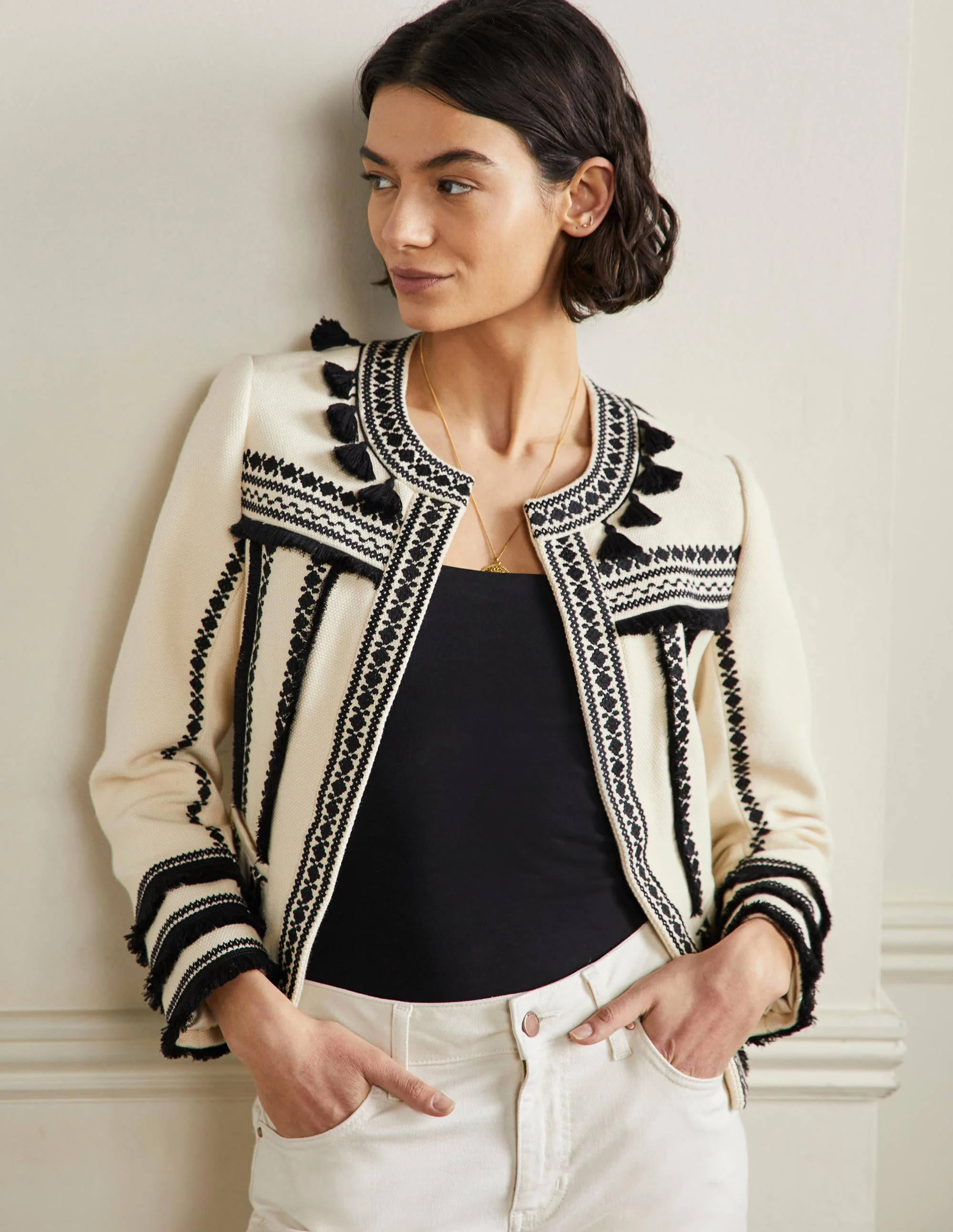 Tilda Embroidered Jacket-Natural