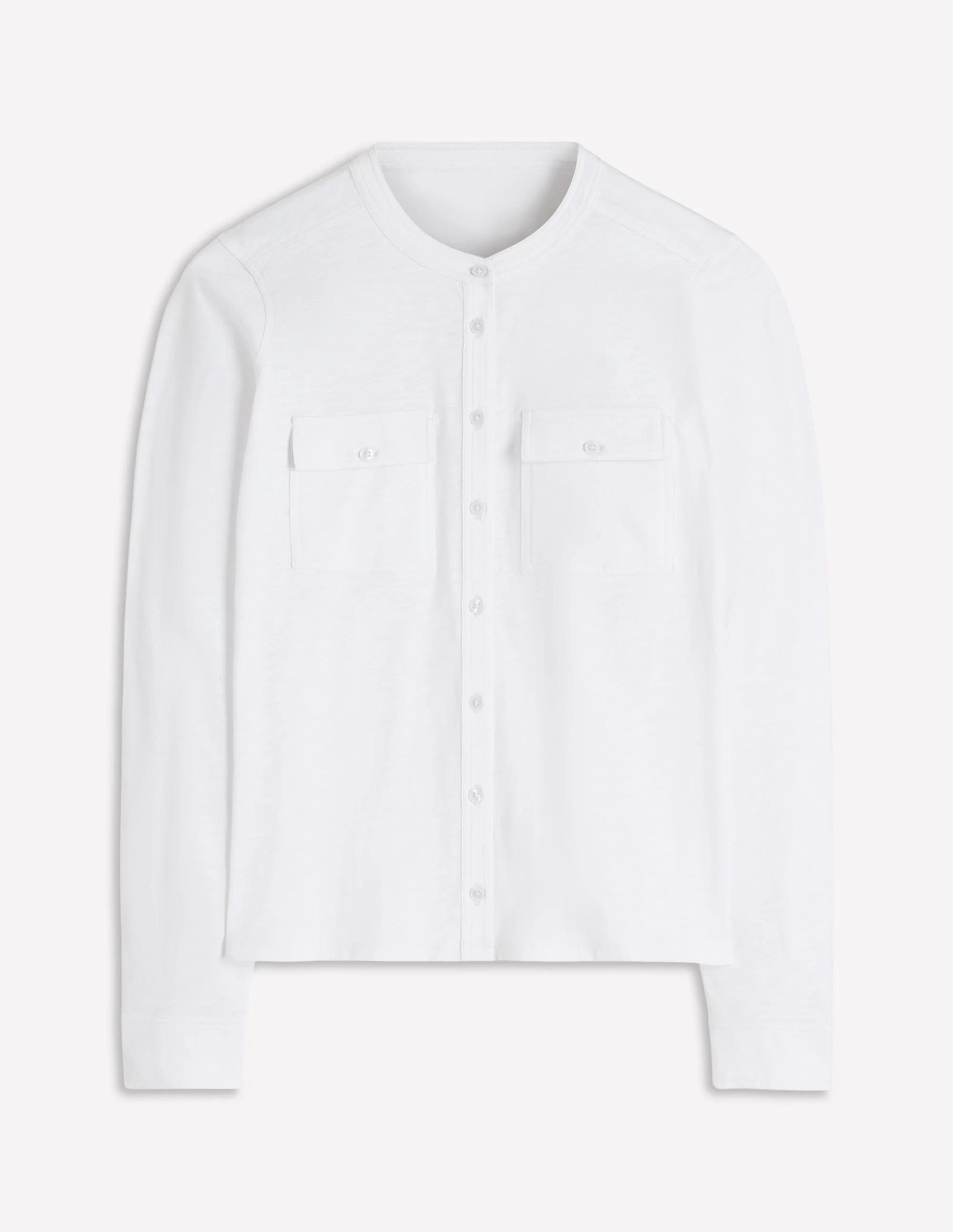 Topstitched Pocket Shirt-White - Image 6