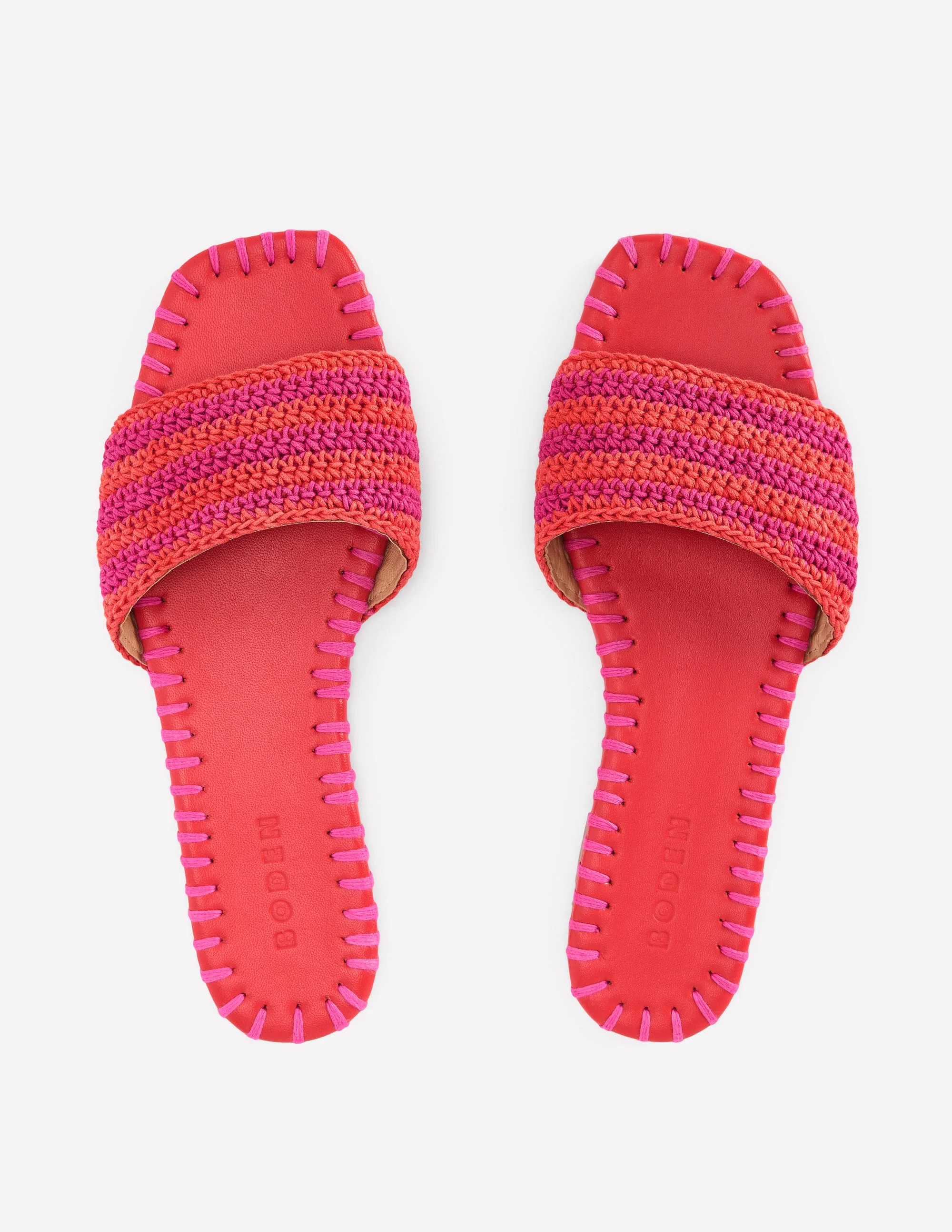 Trim Detail Flat Sandal-Pink Peony/Orange Stripe - Image 5