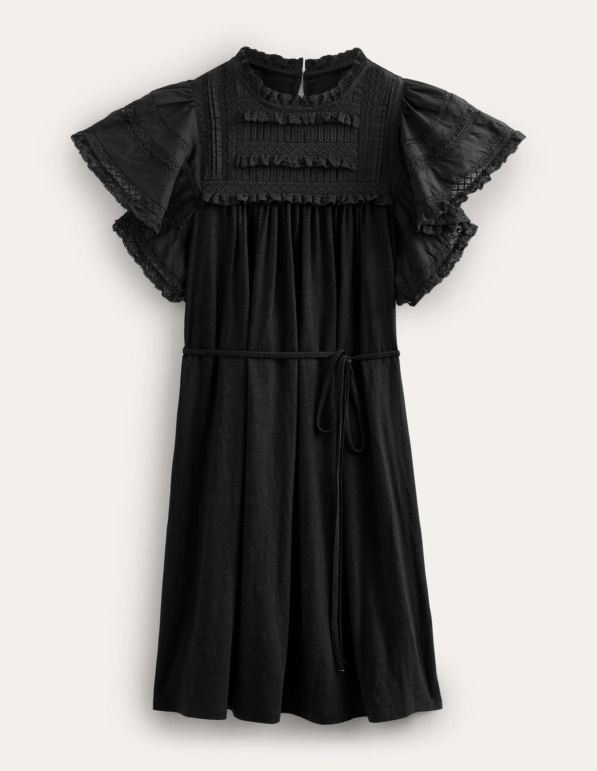 Trim Detail Jersey Mini Dress-Black - Image 5