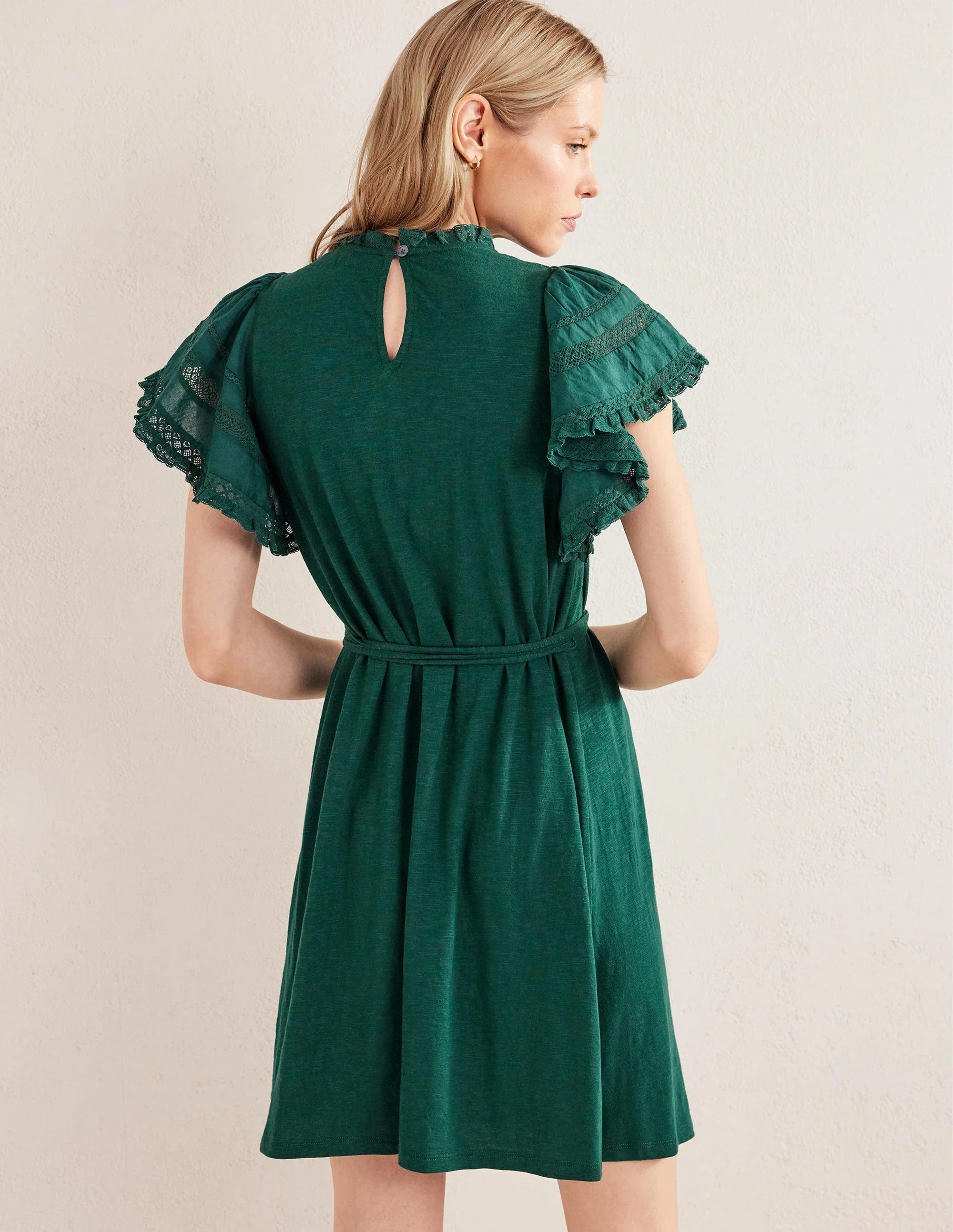 Trim Detail Jersey Mini Dress-Emerald Night - Image 4