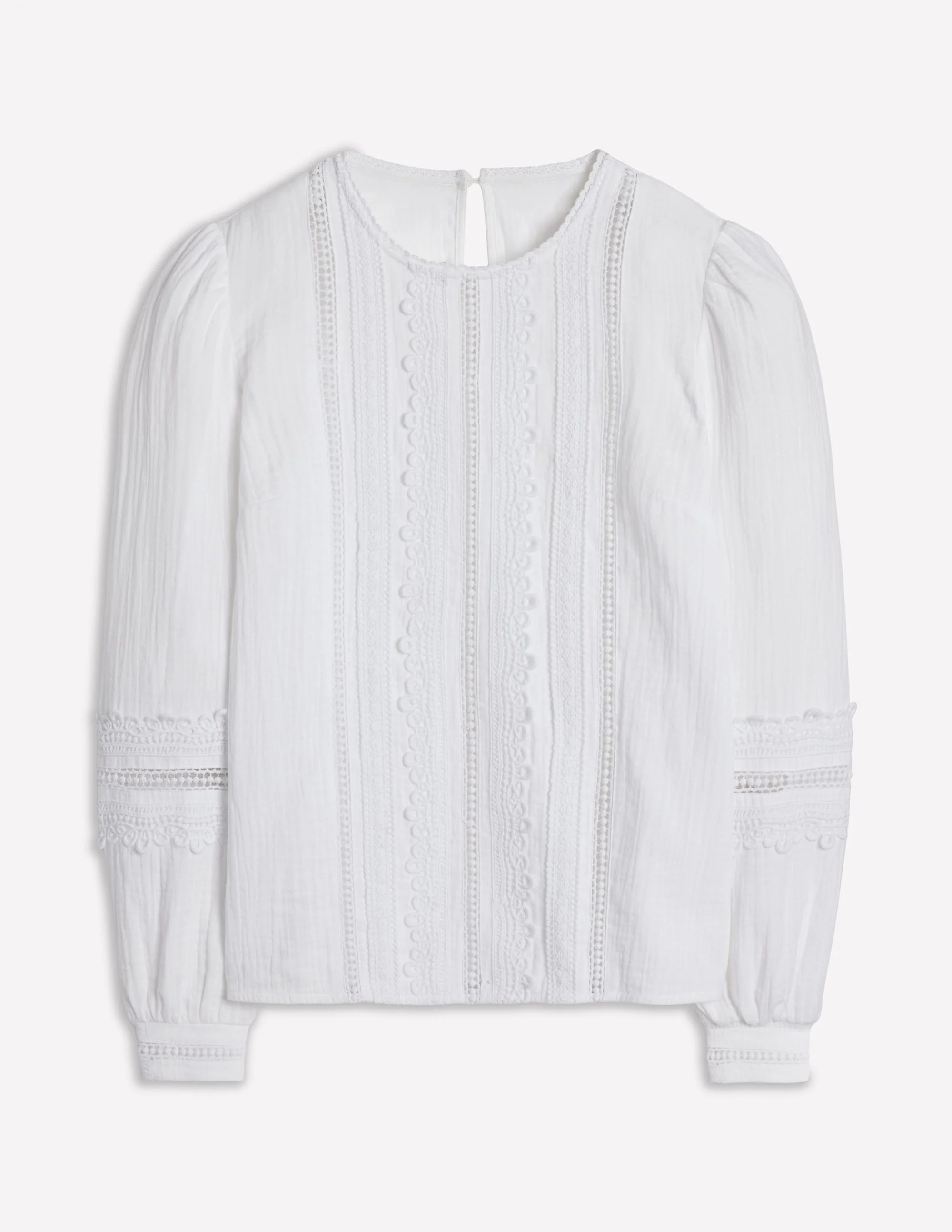 Trim Interest Double Cloth Top-White - Image 6
