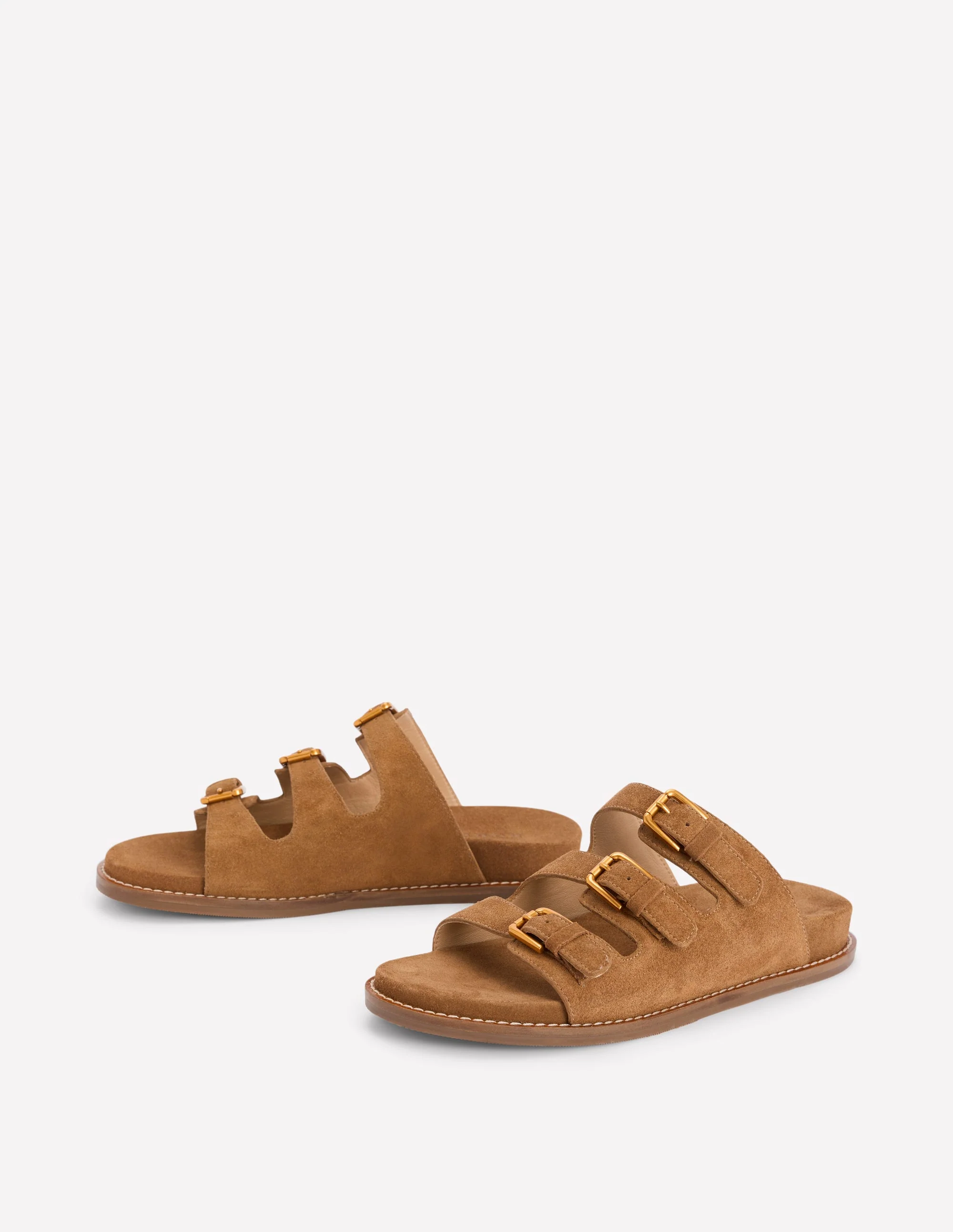 Triple Strap Footbed Sandal-Tan - Image 3