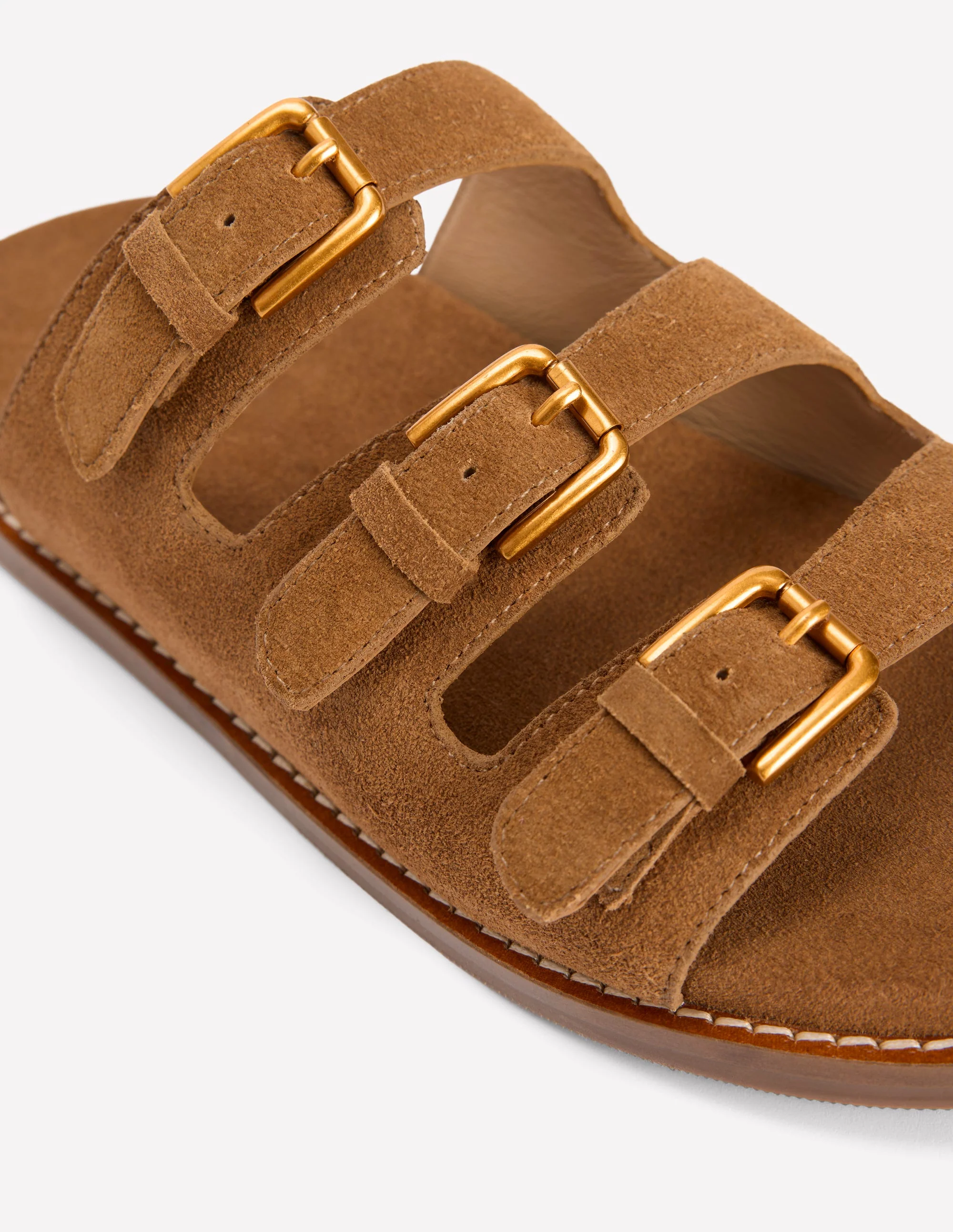 Triple Strap Footbed Sandal-Tan - Image 4
