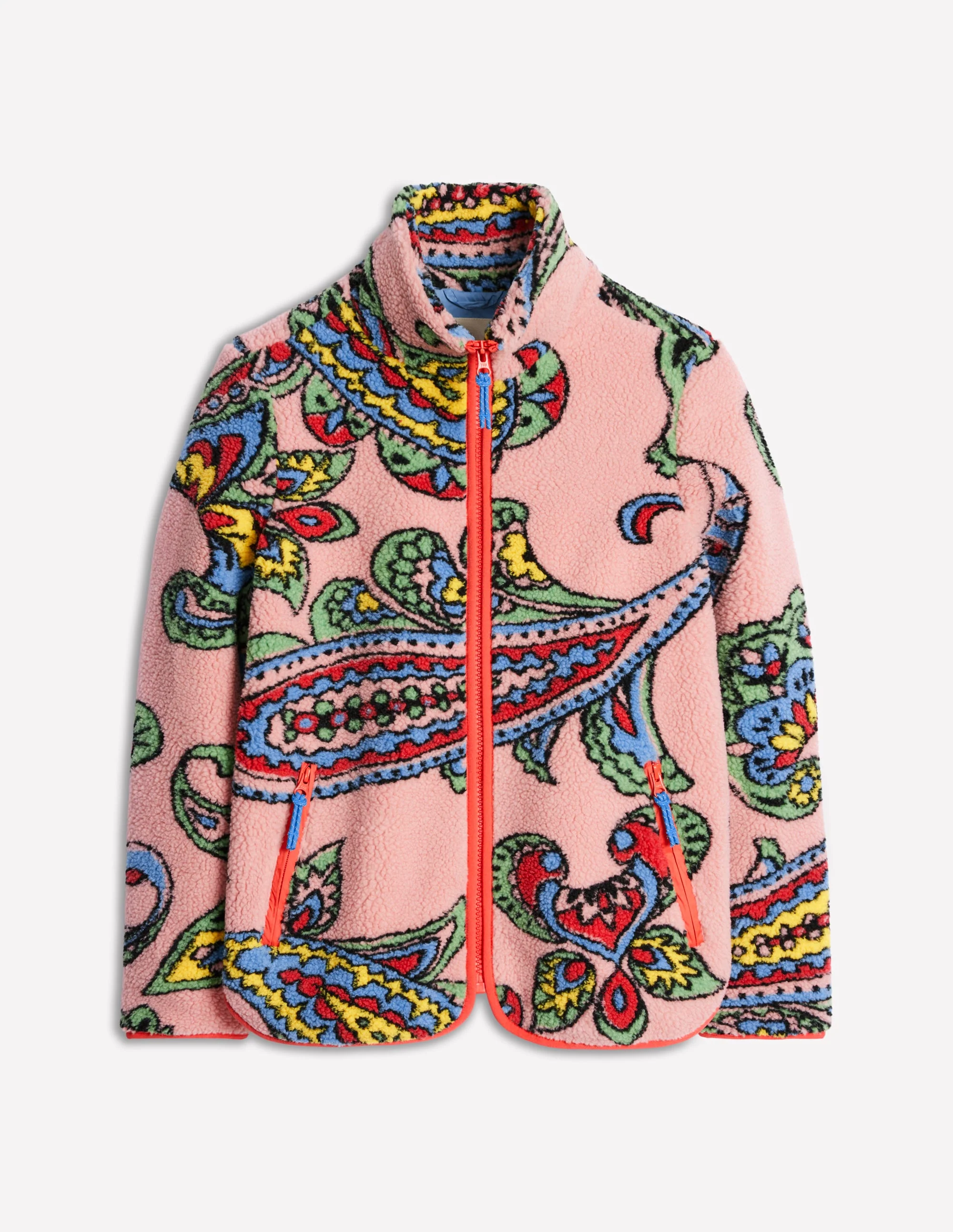 Truro Borg Fleece Jacket-Charm Pink, Paisley Wave Large - Image 5