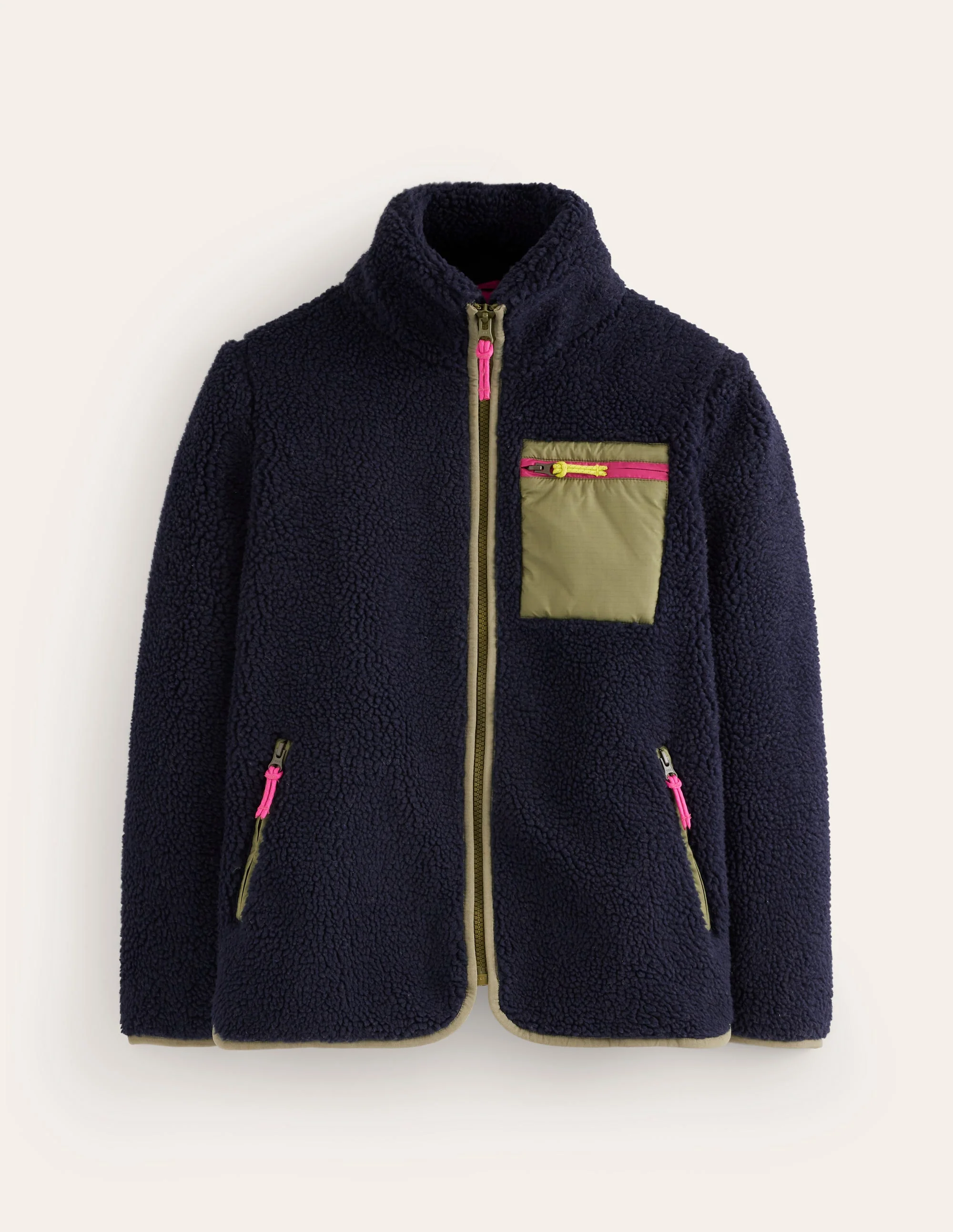 Truro Borg Fleece Jacket-Navy - Image 6