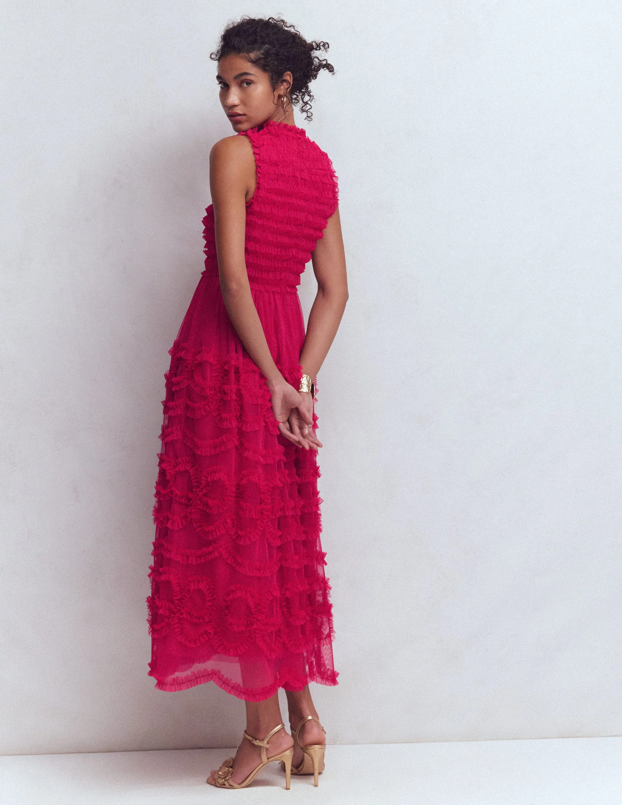 Tulle Bow Party Dress-Vibrant Pink - Image 3
