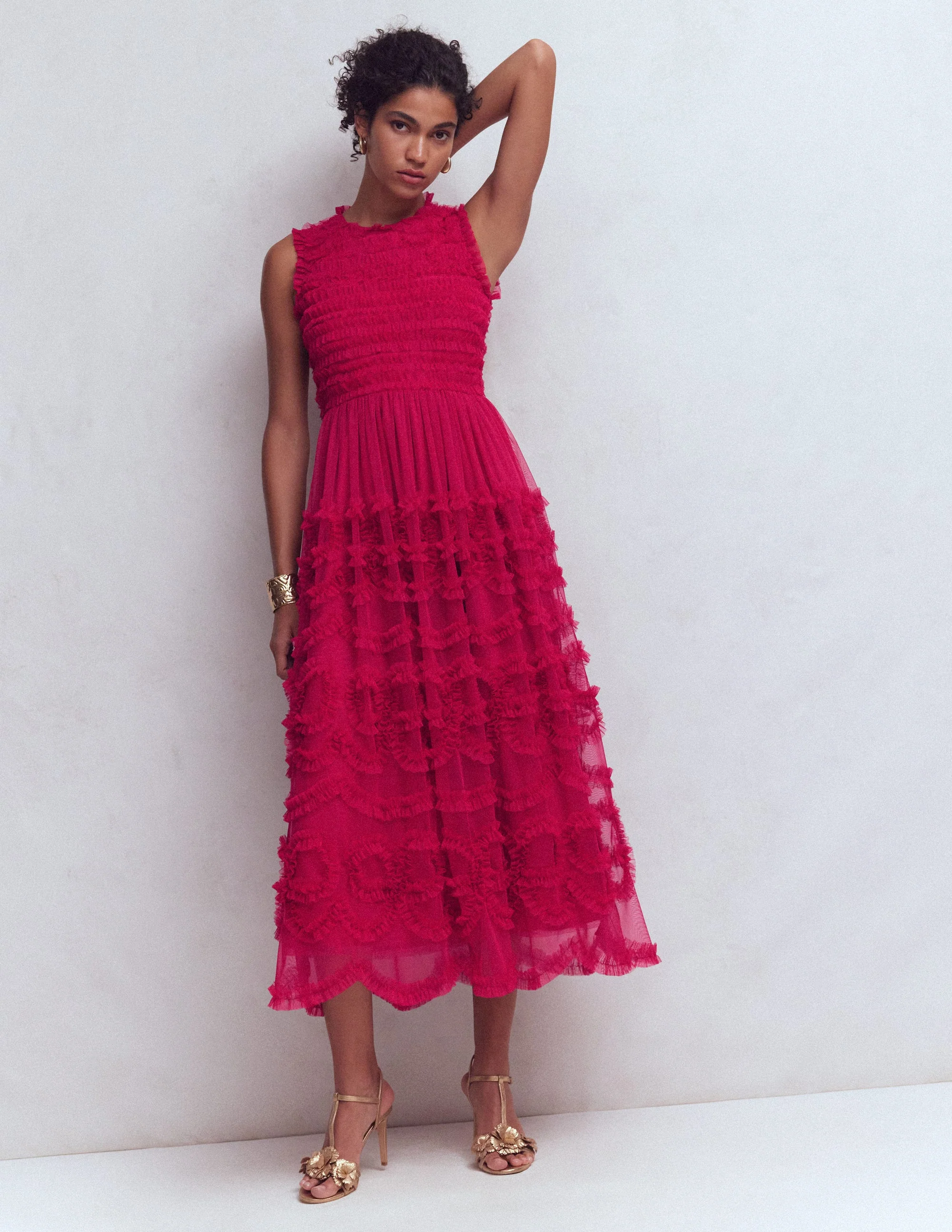 Tulle Bow Party Dress-Vibrant Pink - Image 4