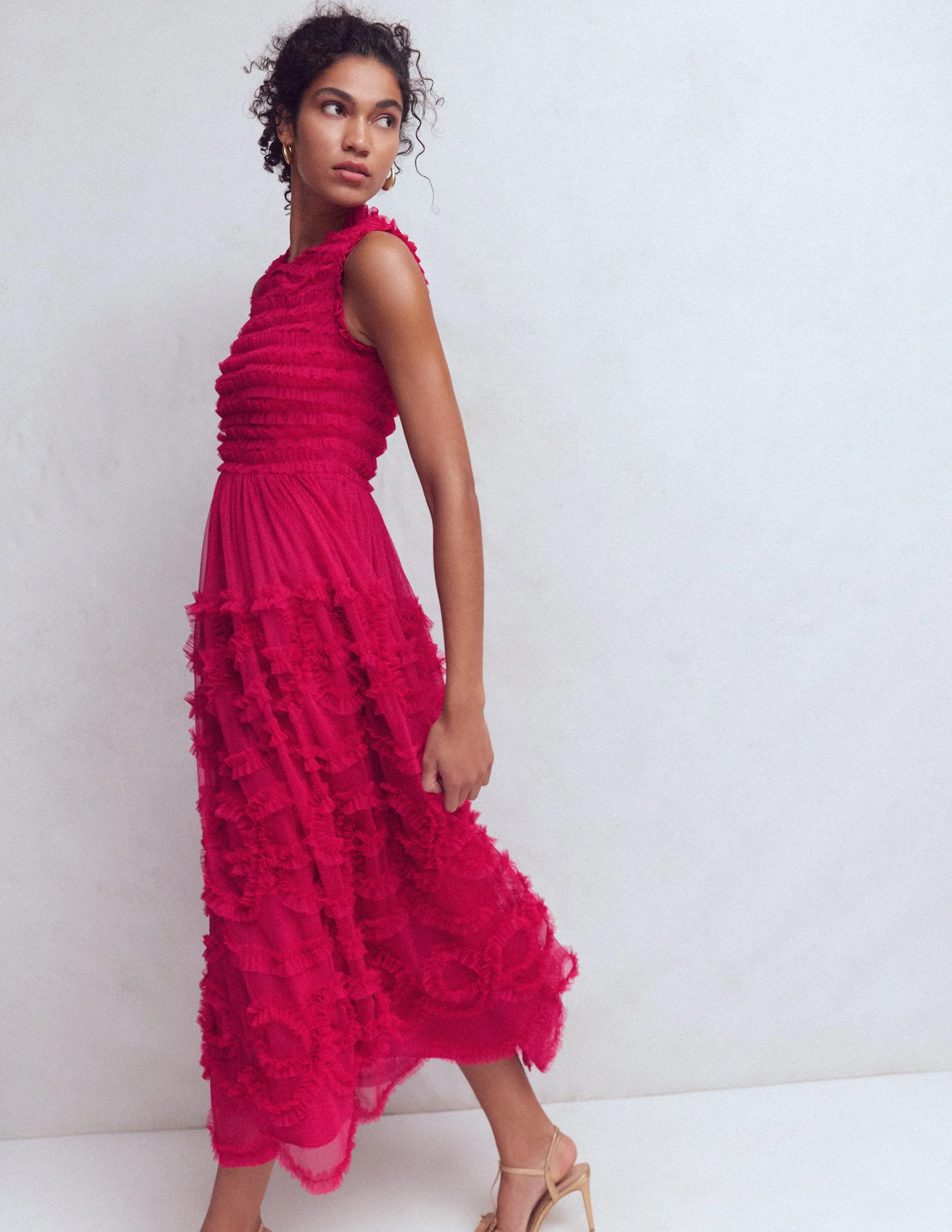 Tulle Bow Party Dress-Vibrant Pink - Image 5