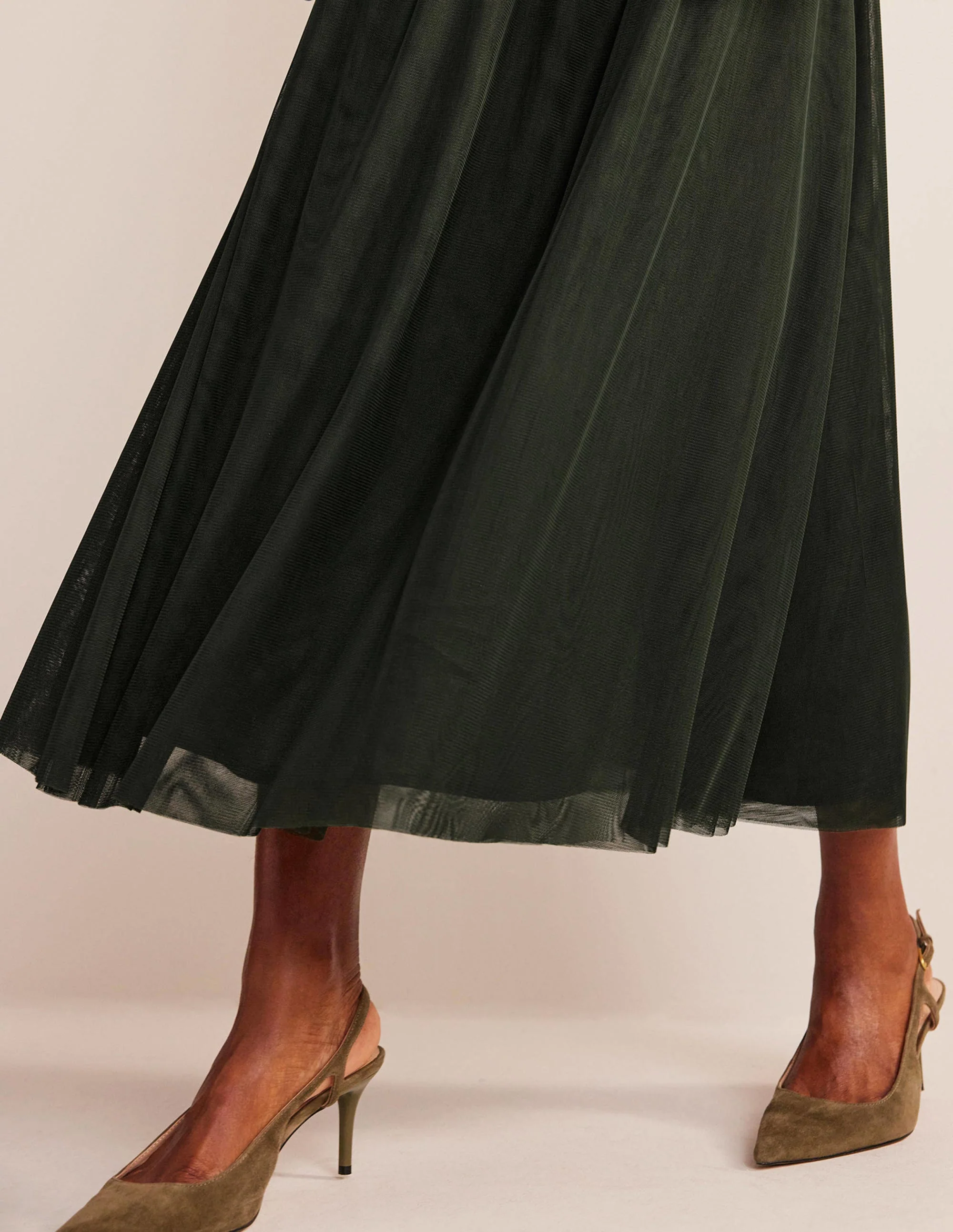 Tulle Full Midi Skirt-Khaki - Image 2