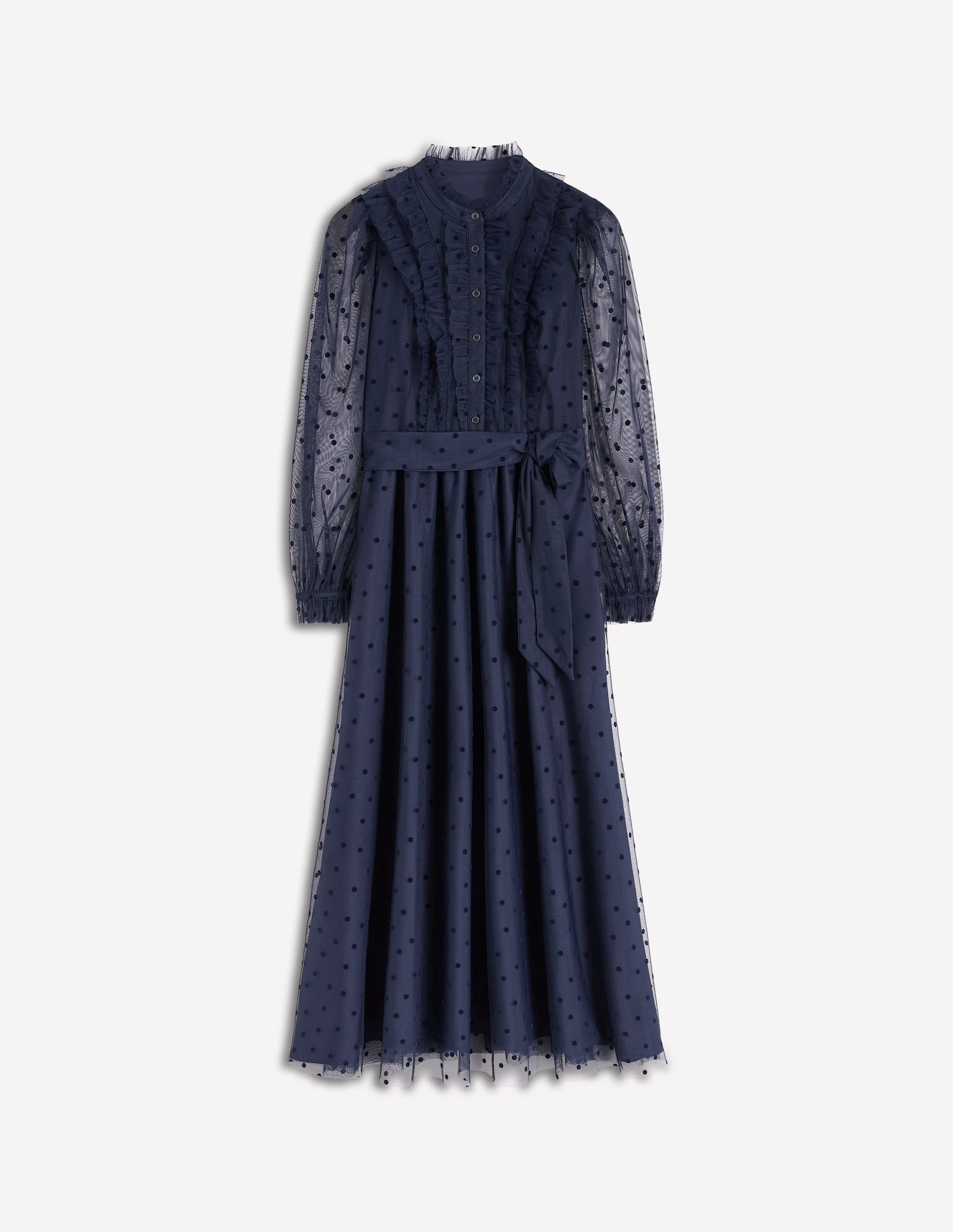 Tulle Ruffle Maxi Dress-Navy - Image 7