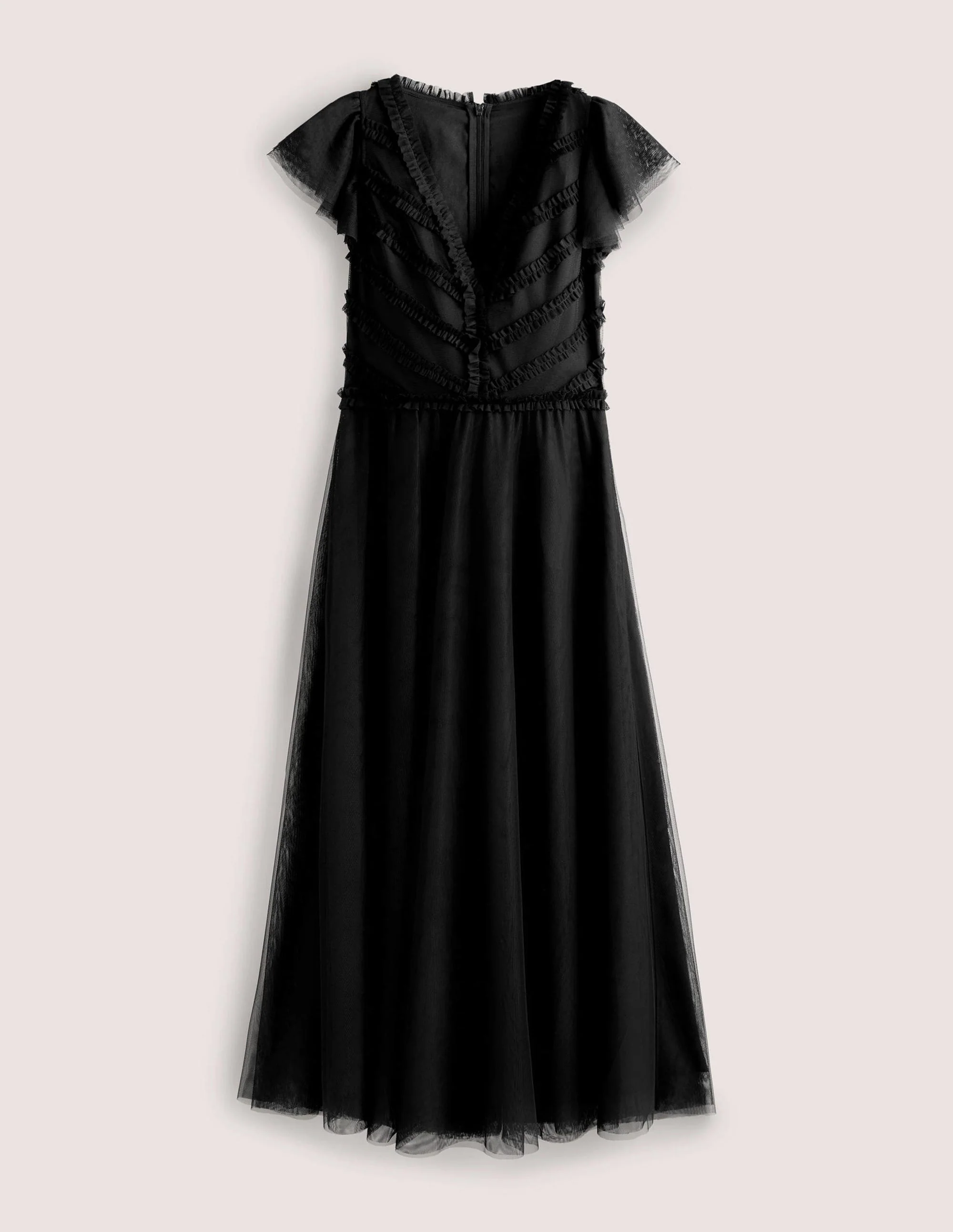 Tulle V-Neck Maxi Party Dress-Black - Image 6